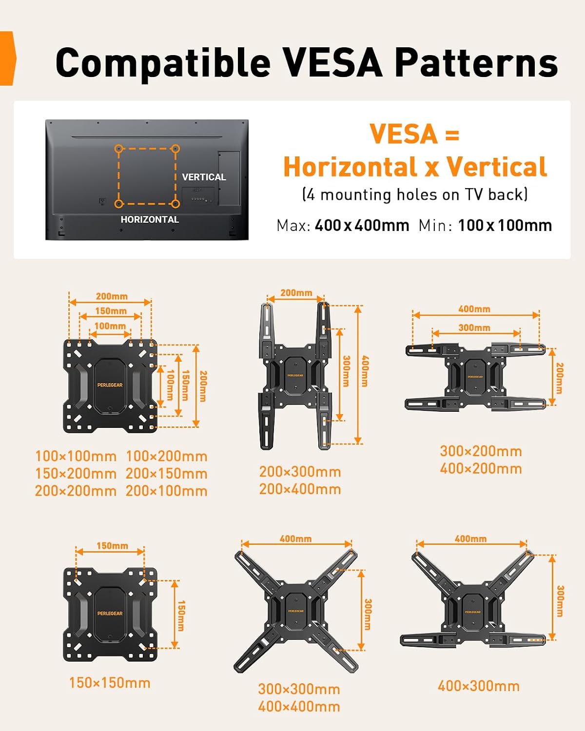 Thumbnail 2 de Perlegear PGMF3 TV Mount 82 lbs