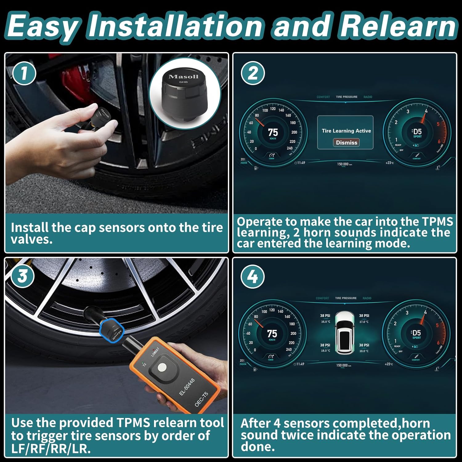 Detalle 2 de Masoll Gen 2 TPMS Sensor Set of 4