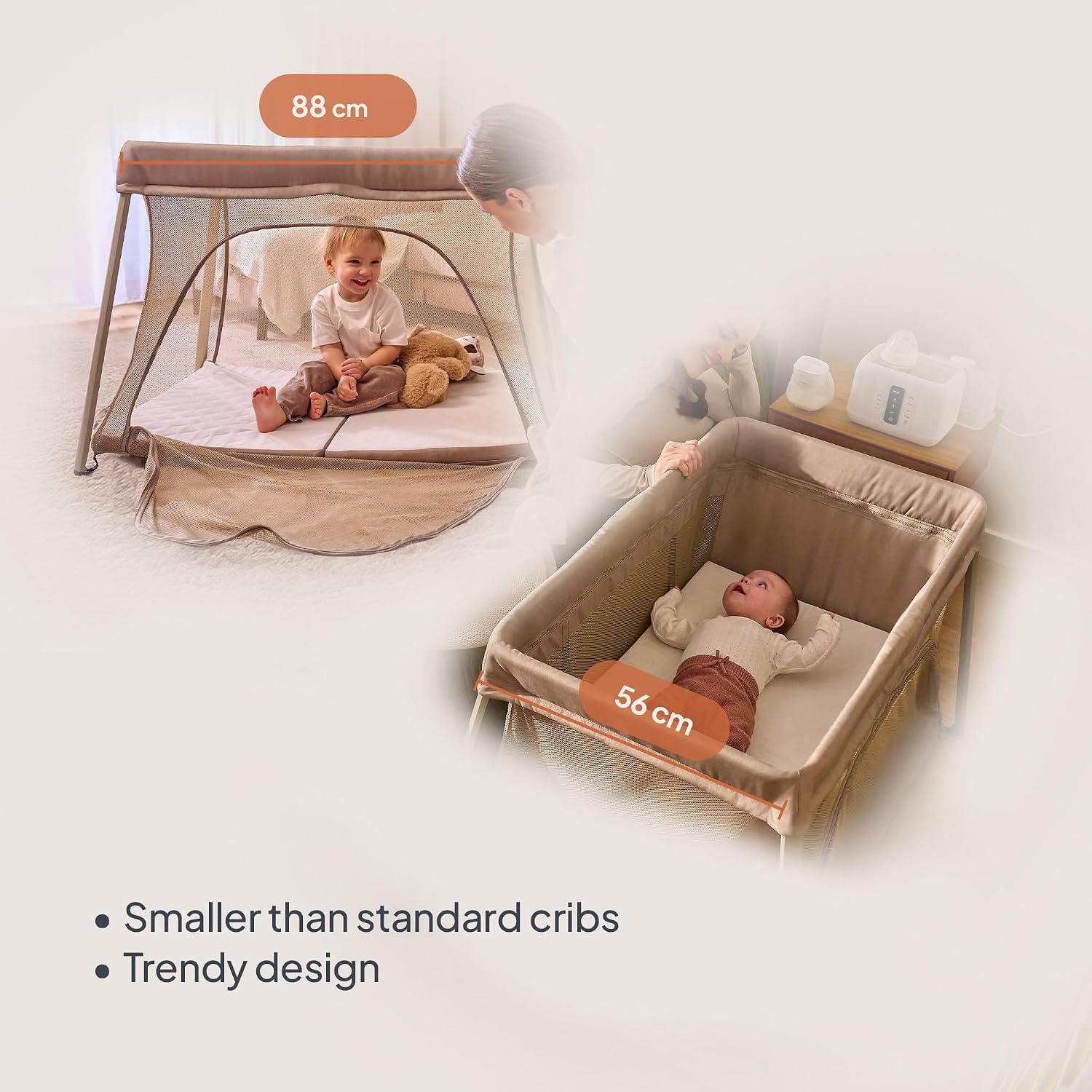 Detalle de Lionelo Alice 3-in-1 Travel Cot and Playpen with Two Mattress Heights