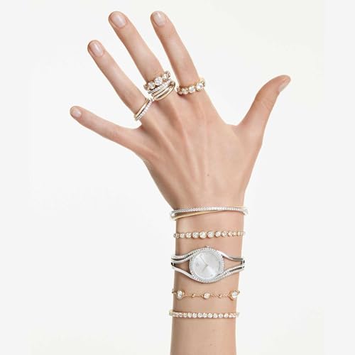 Thumbnail 7 de Swarovski Imber Bracelet in White Round-Cut Crystals, Gold-Tone Plated