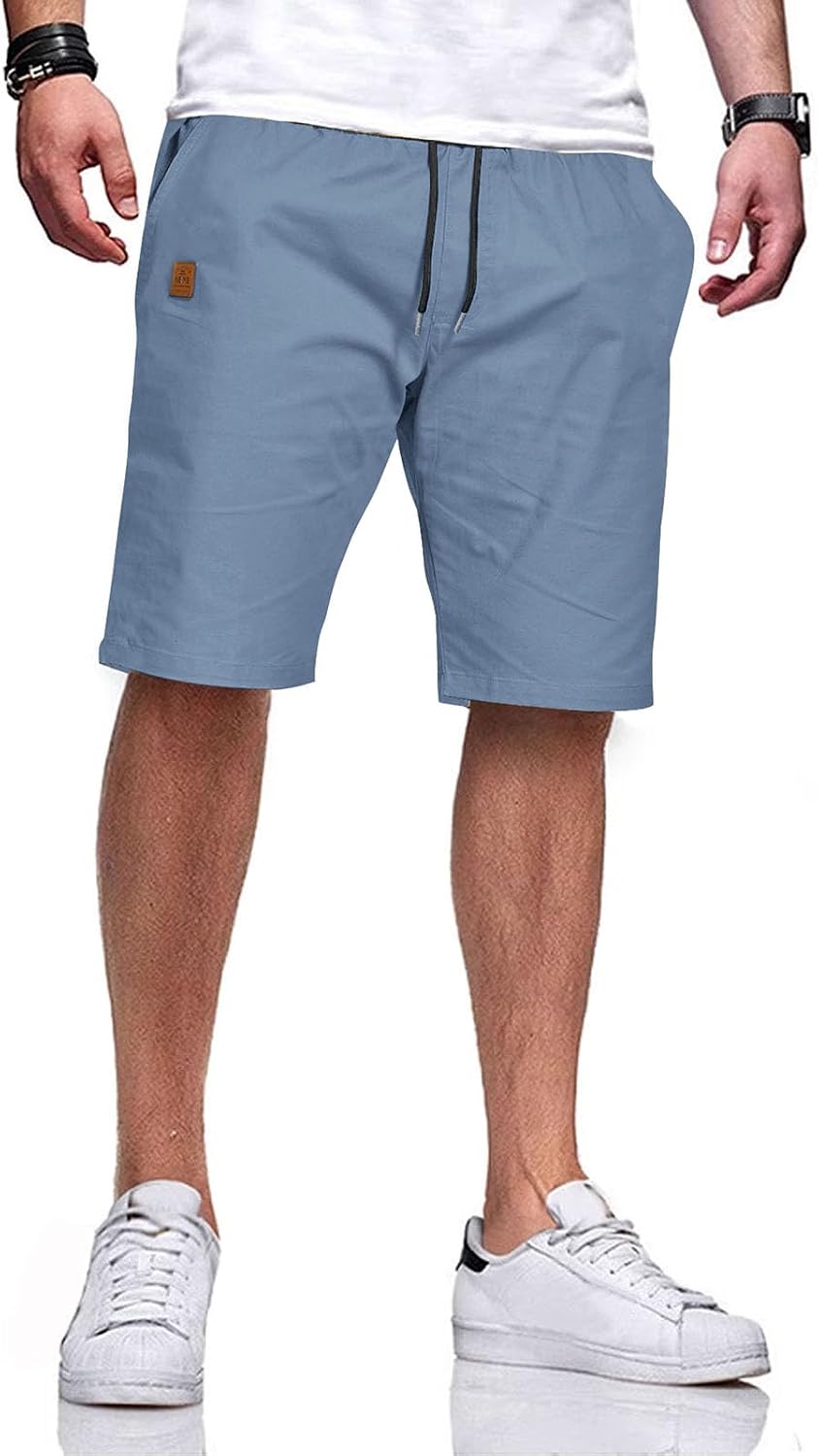 Detalle de JustSun Kurze Hose Herren – Baumwolle, elastischer Bund und Tunnelzug