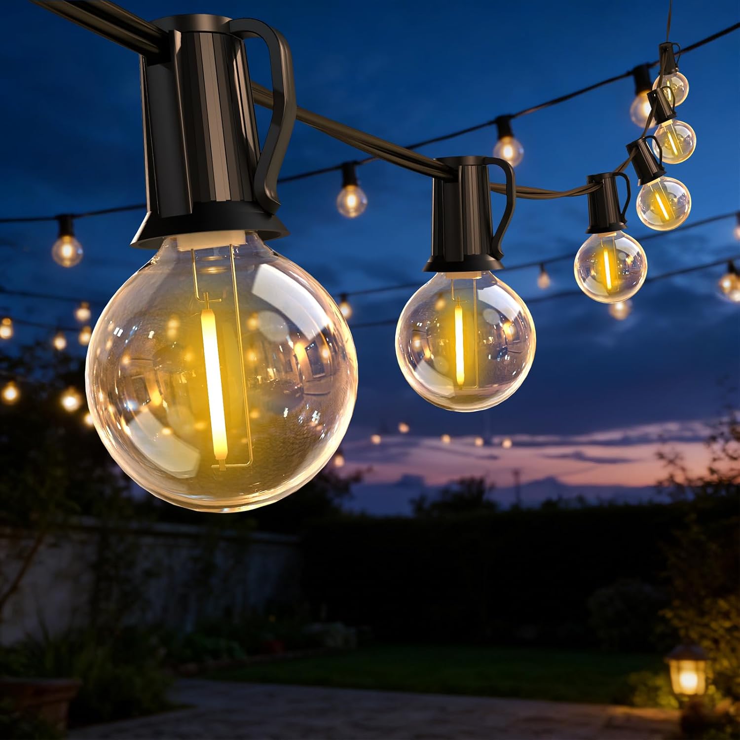 Detalle de ROVLAK Catena Luminosa Esterno 12M con 18+3 LED G40 IP44, luce calda 2700K per giardino e terrazza