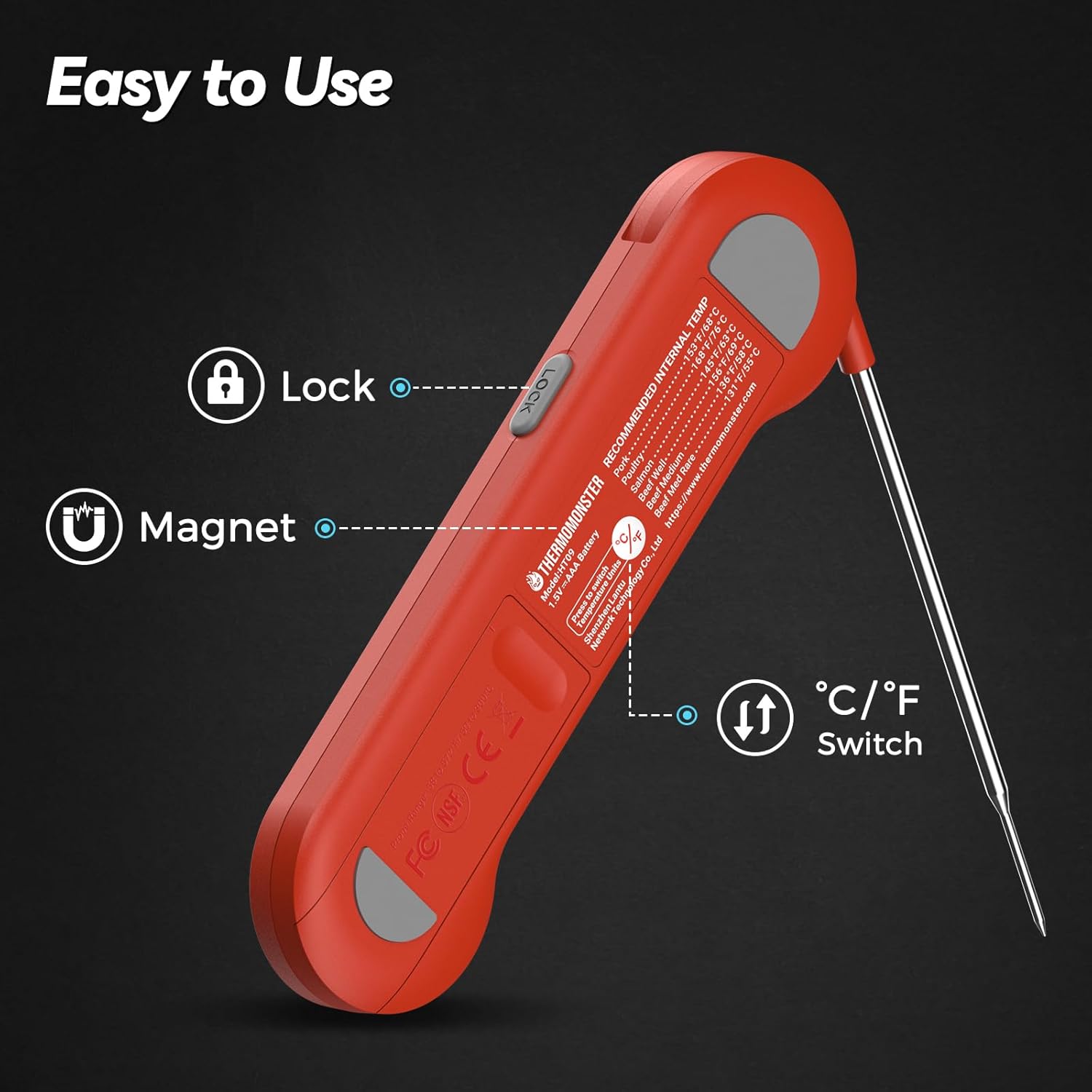 Thumbnail 6 de 0.5 Sec Instant Read Meat Thermometer ±0.5°F 🍖