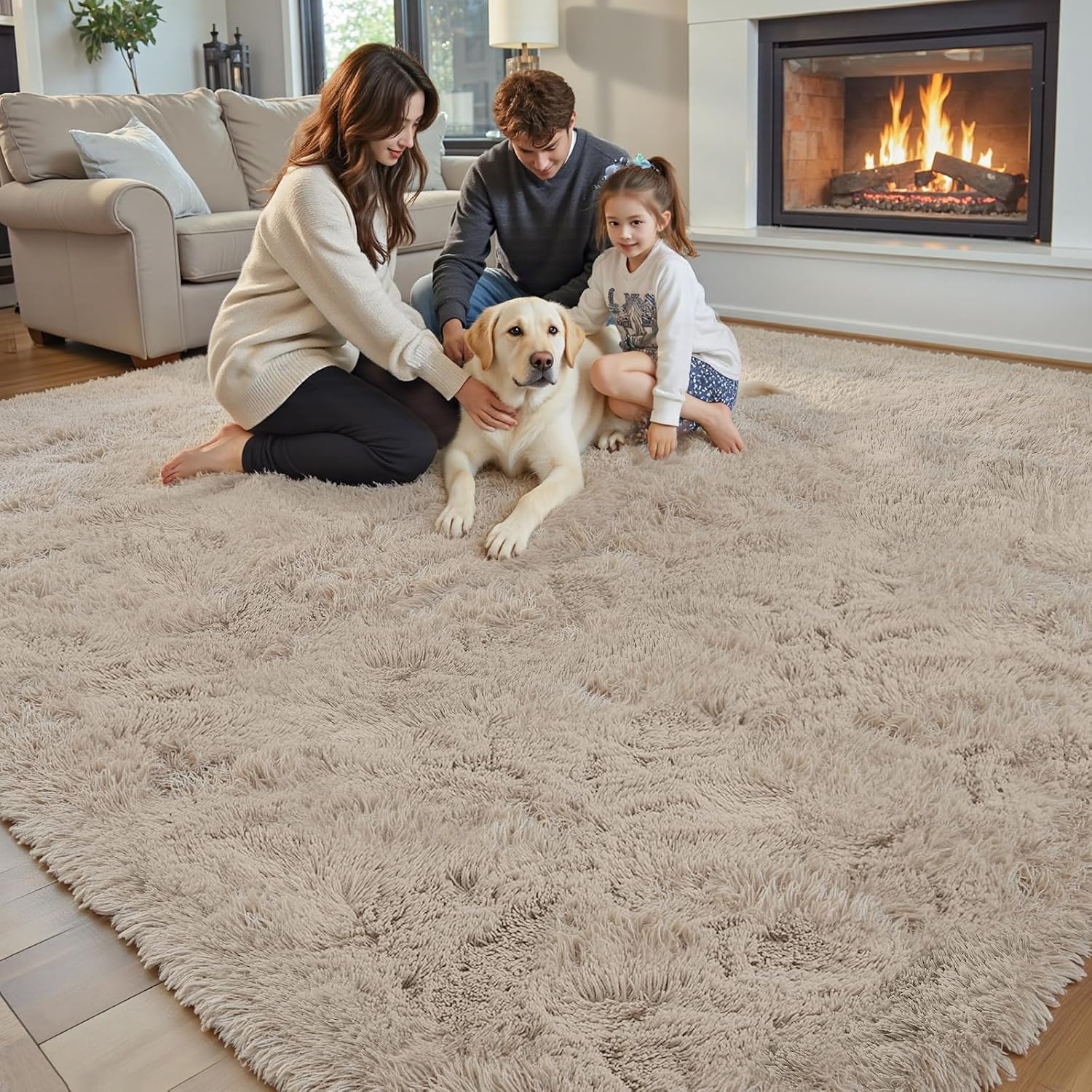 Detalle 2 de 8x10 Beige Shaggy Area Rug 🛋