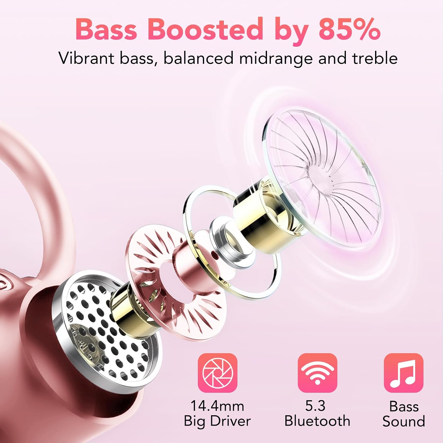 Thumbnail 1 de KT1 Ear Buds: Wireless Earbuds with Earhook, Bluetooth 5.3, Deep Bass and Real‑Time LED Display