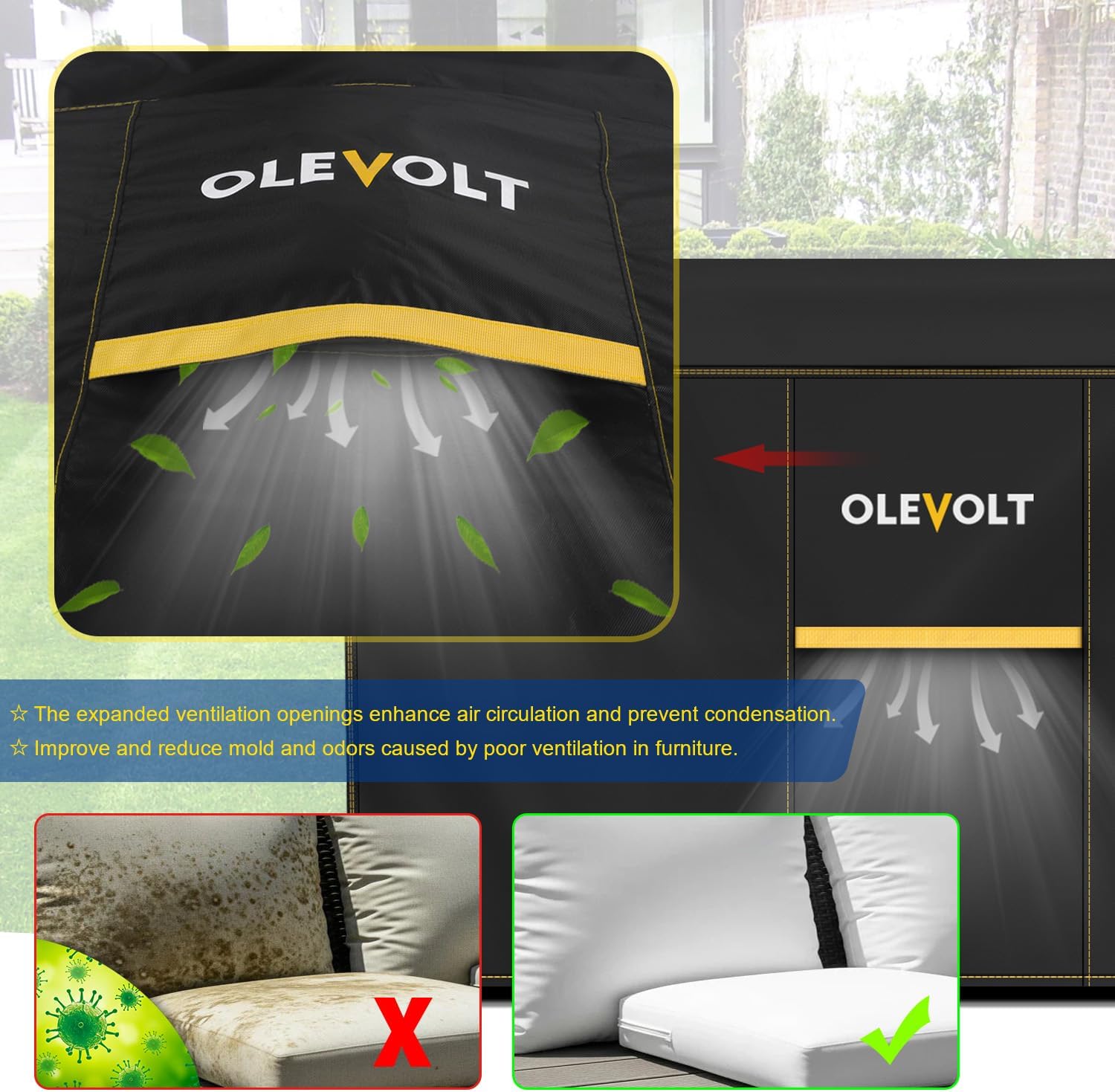 Detalle 2 de OLEVOLT OLE043EU beschermhoes voor tuintafel, 420D Oxford, uv-bestendig