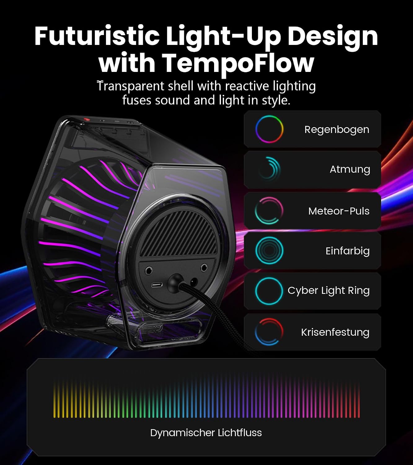 Detalle de Edifier G2000 Pro 2.0 RGB Gaming-Lautsprecher mit Virtual 7.1, Bluetooth 5.4, USB‑C/AUX und TempoFlow-Licht