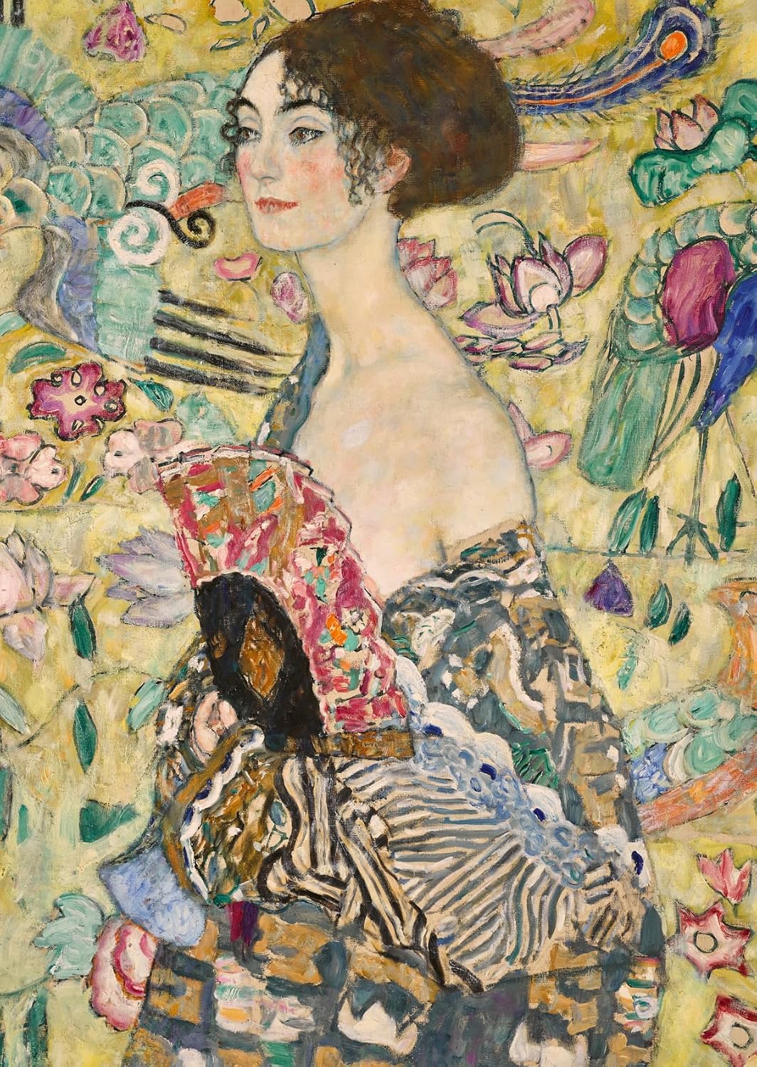 Detalle de Ravensburger Art Collection Klimt “Dama col ventaglio” puzzle 1000 pezzi per adulti +14 anni, 70 x 50 cm