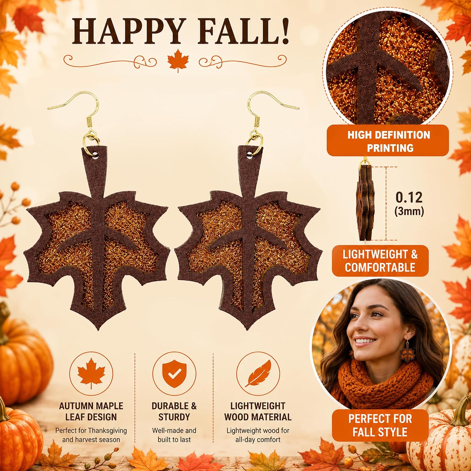 Detalle de OHOME Fall Dangle Earrings, Wood
