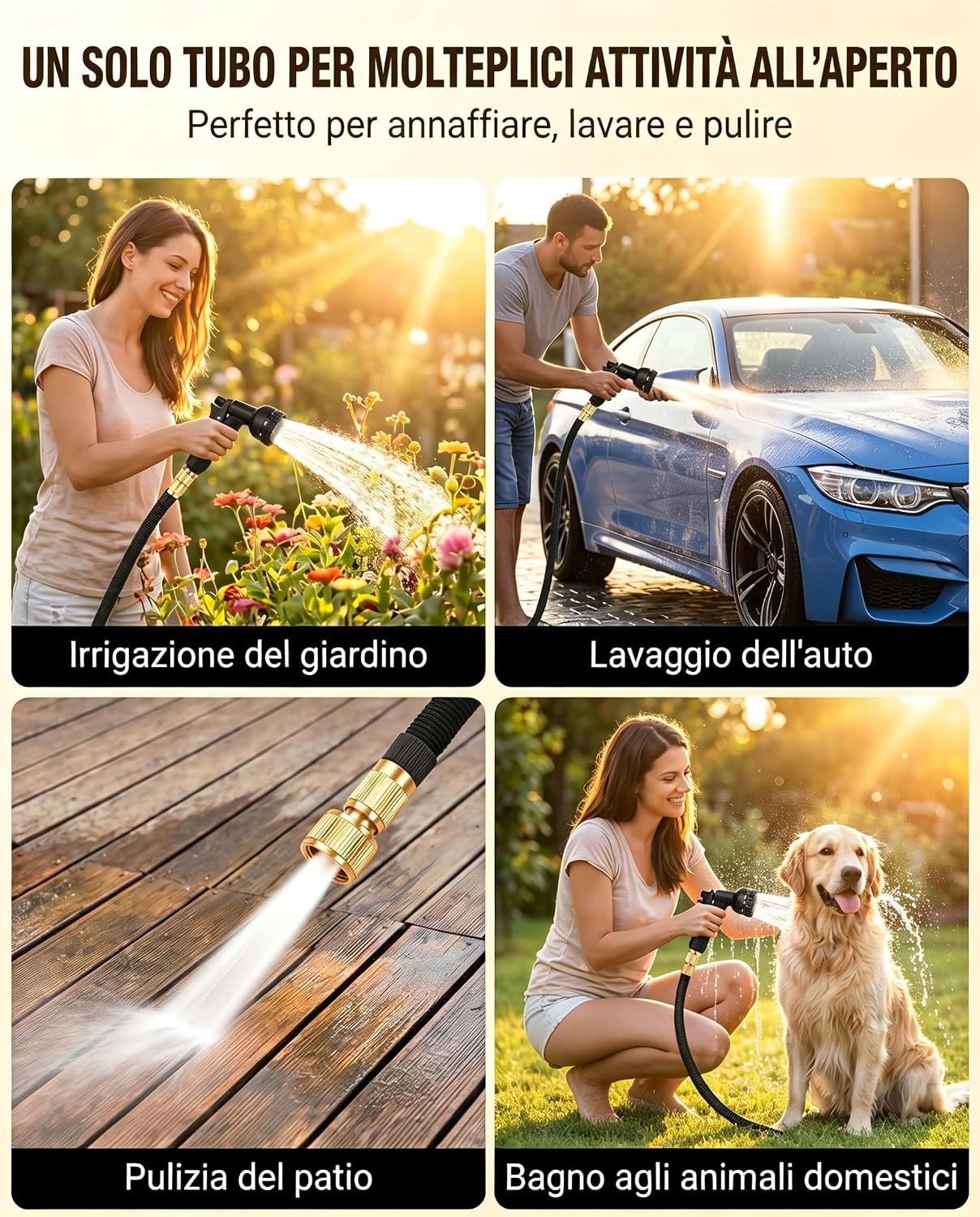 Thumbnail 6 de XIBALOM Tubo da Giardino Estensibile 15 m con 8 Funzioni e Pistola Acqua – Adattatore Universale