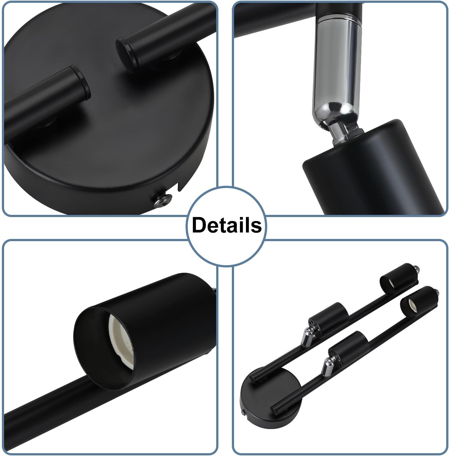 Thumbnail 5 de Glitzerlife LED Deckenstrahler Schwarz, 4-flammig mit schwenkbaren Köpfen (GU10) – für Schlafzimmer, Küche & Flur