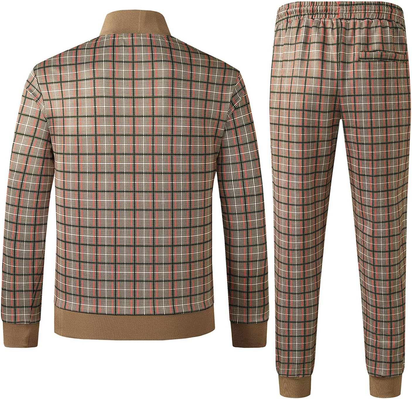 Detalle de W JIANWANG Herren-Trainingsanzug mit durchgehendem Reißverschluss und Kapuze (Jacke + Hose)