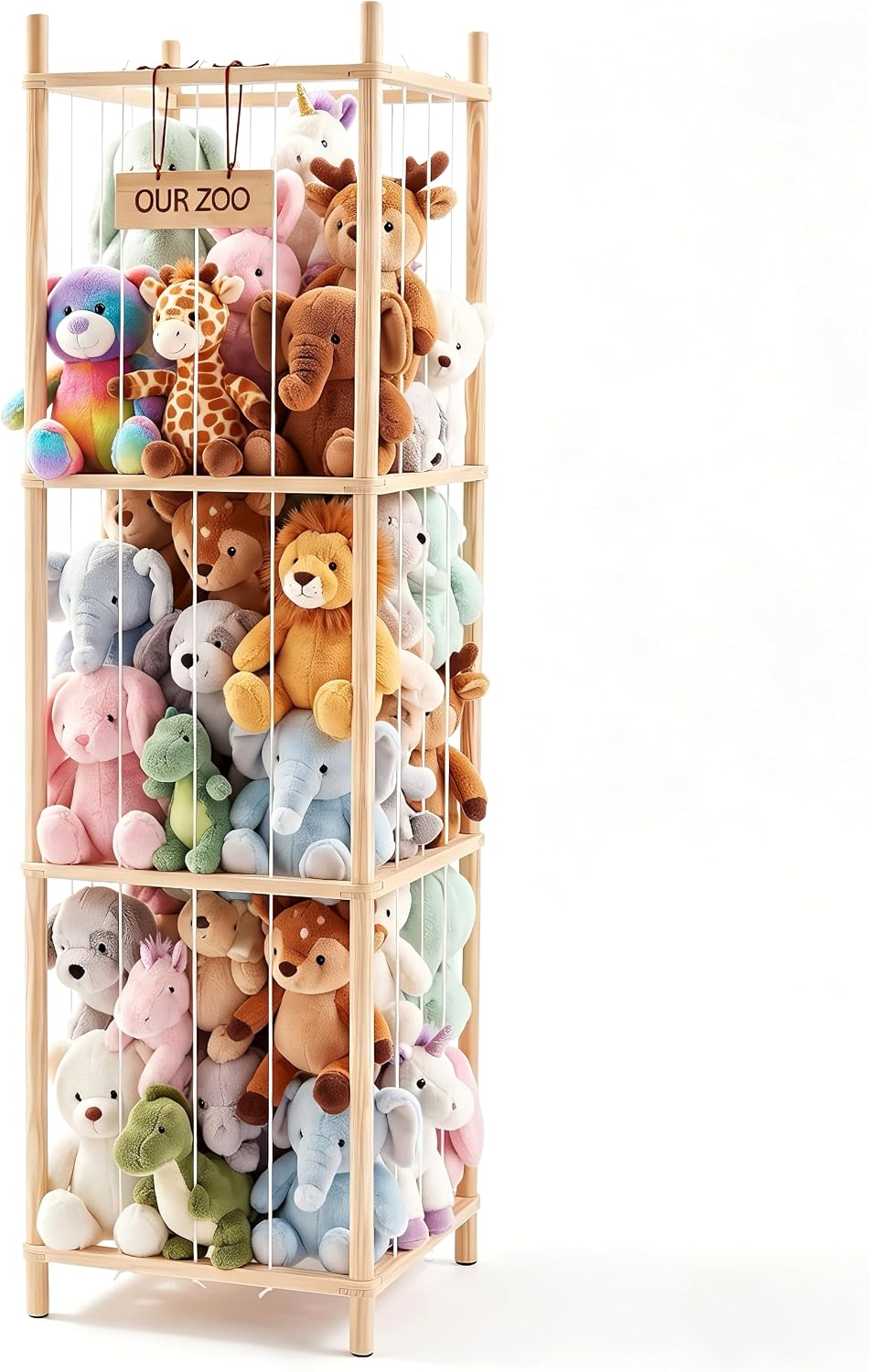 Detalle de DUMOS Stuffed Animal Organizer, Pine Wood