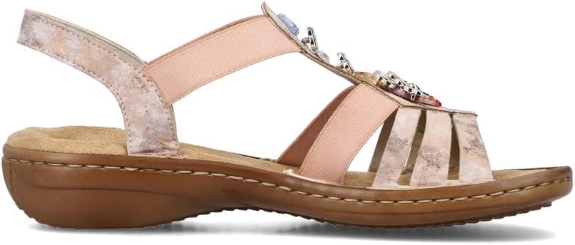 Detalle de Rieker Damen Dipinto Geschlossene Sandalen – Schlankes Profil, Keilabsatz 3,5 cm