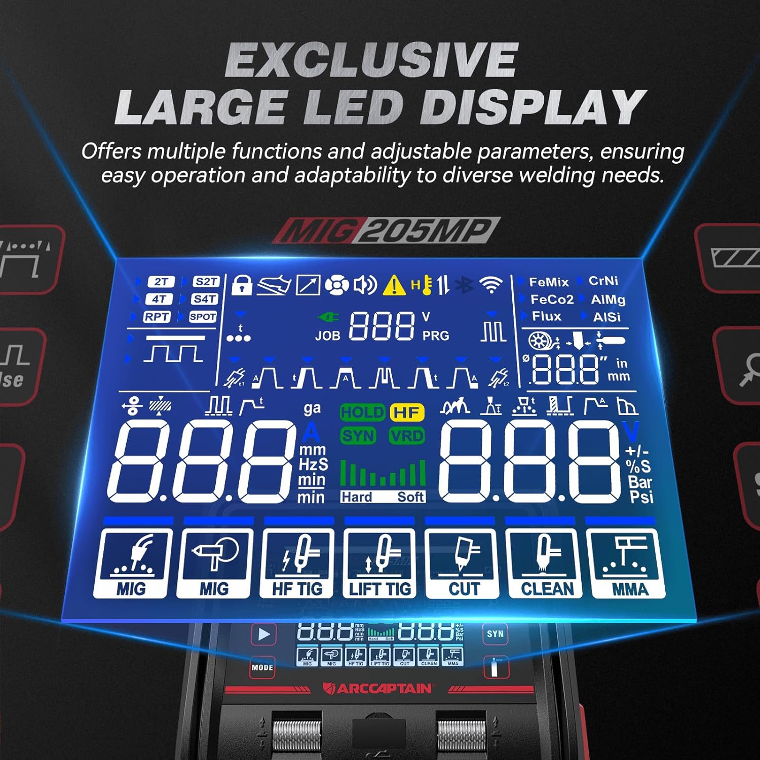 Thumbnail 2 de ARCCAPTAIN MIG205MP 9-in-1 Welder with Plasma Cutter, App Control, 120/240V