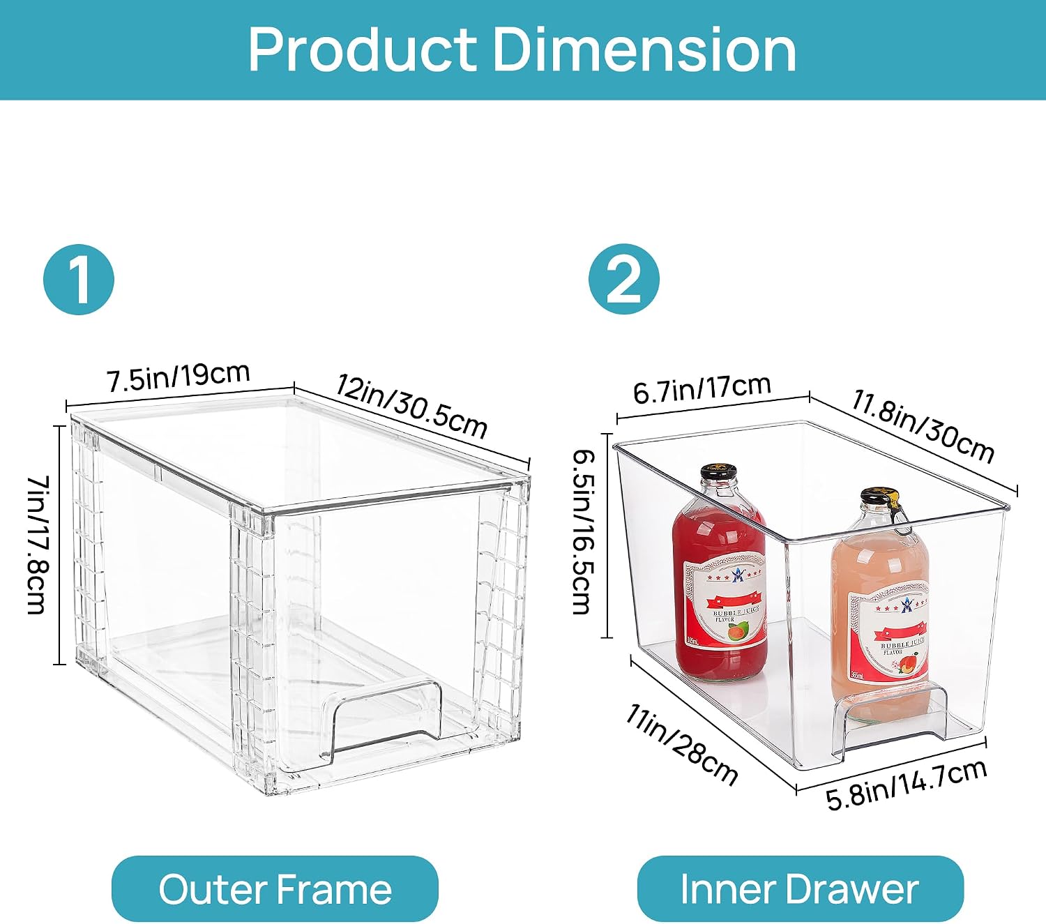 Detalle 2 de Vtopmart 4Pack Pantry Storage Drawers