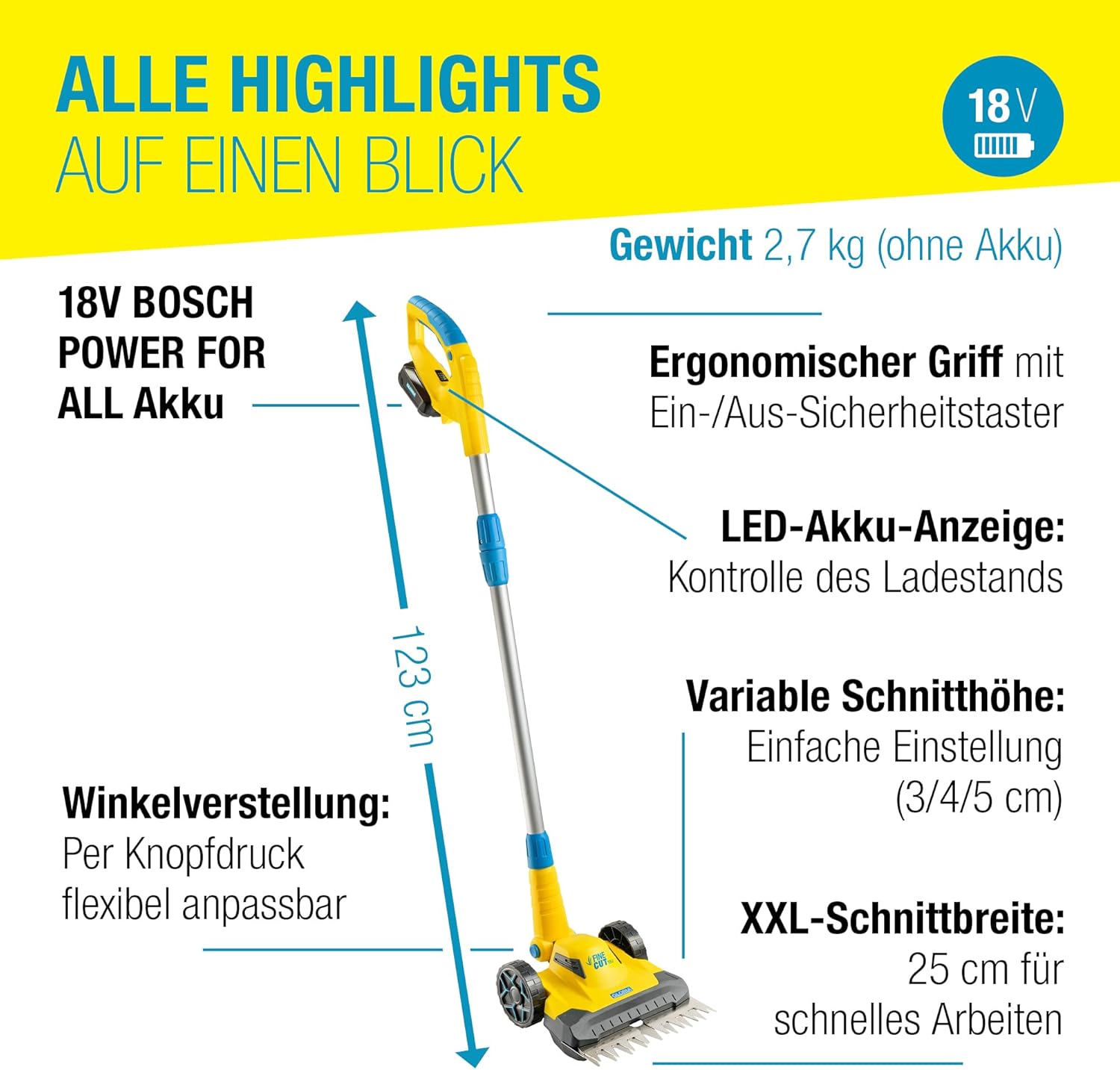 Thumbnail 6 de Gloria FineCut 18V Rasentrimmer & Kantenschneider Set – 25 cm Schnittbreite, Bosch Akku inkl. Ladegerät