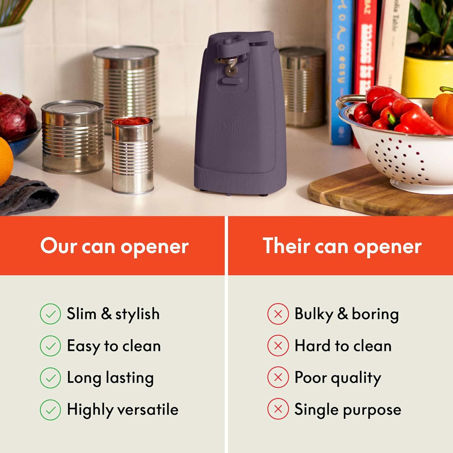Thumbnail 6 de bella Electric Can Opener and Knife Sharpener (Plum) with Removable Cutting Lever