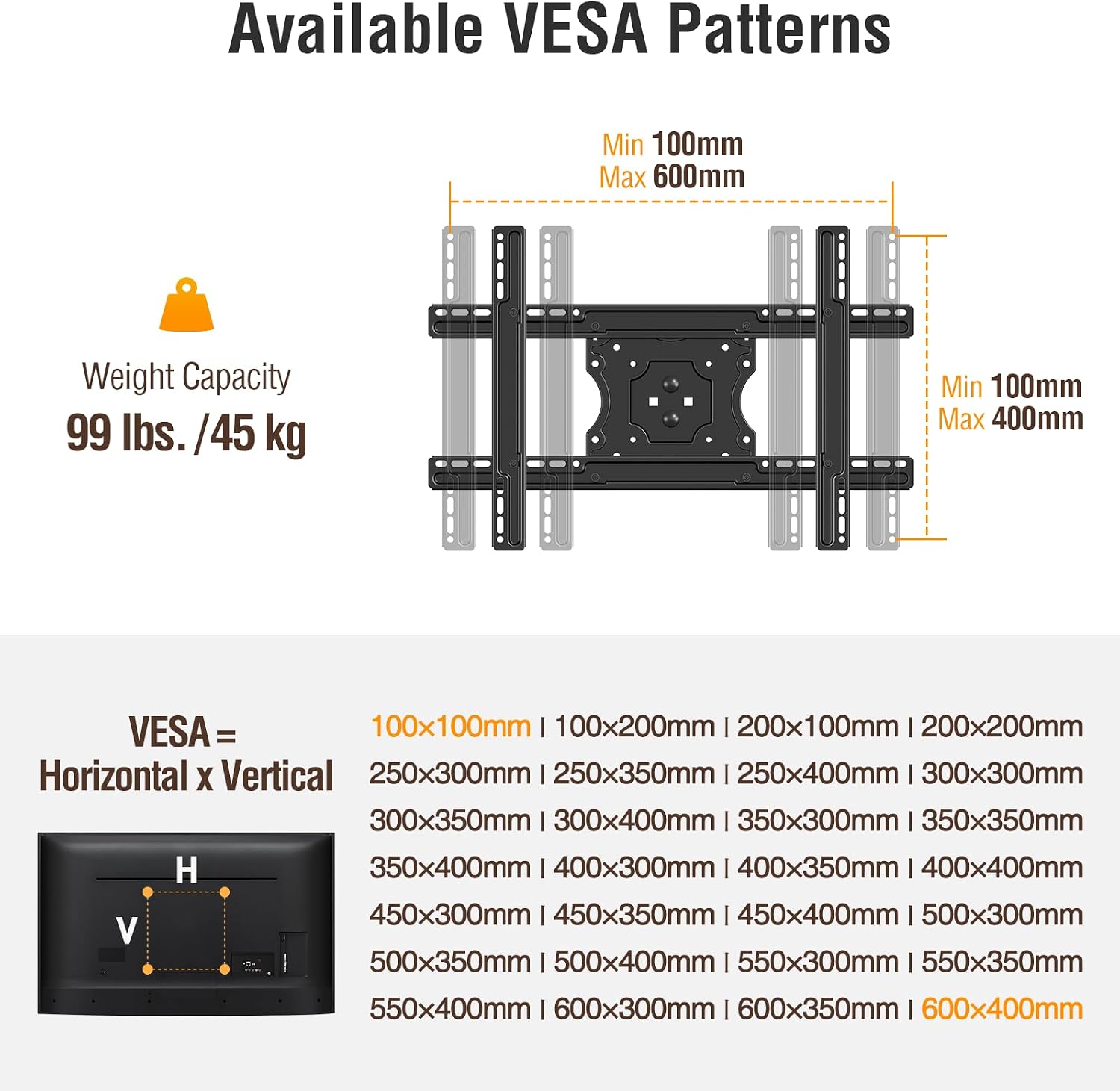 Thumbnail 5 de ELIVED ceiling TV bracket for 37–75 inch TVs (max VESA 600x400mm, up to 50kg)