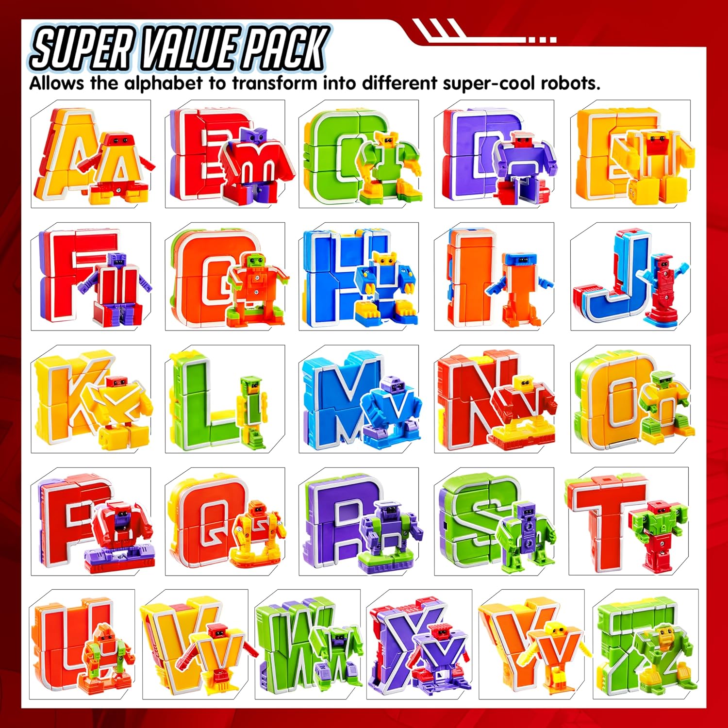 Detalle 2 de JOYIN S.T.E.M. Alphabots Alphabet Robots Learning Toys (ABC Letter Robots)