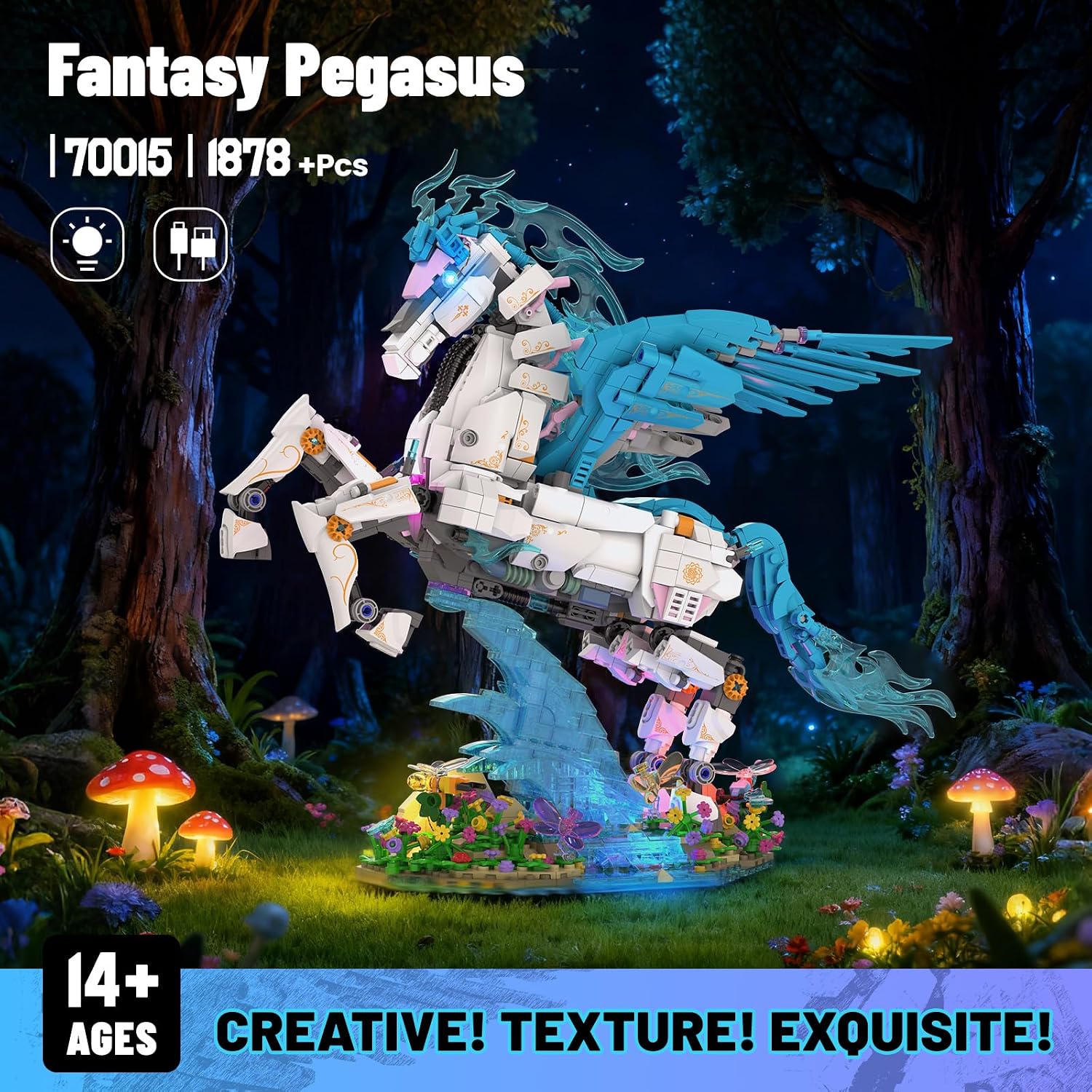 Thumbnail 1 de JMBricklayer Pegasus 70015 building toy set with light (1,615-piece flying horse model)