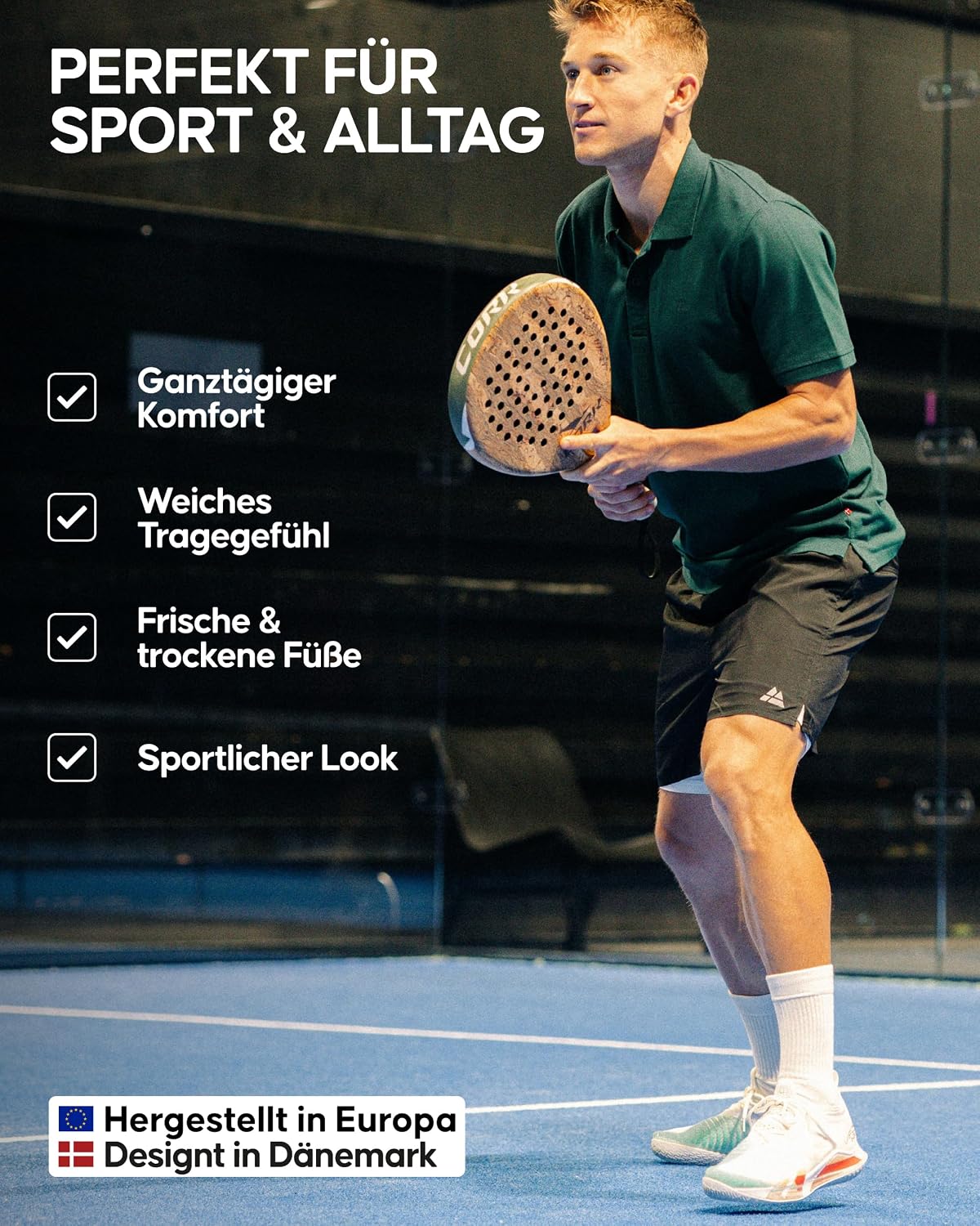 Detalle de DANISH ENDURANCE Bio-Baumwolle Tennissocken (Crew) – Sneaker- & Sportsocken für Herren & Damen, 3 oder 6 Paar