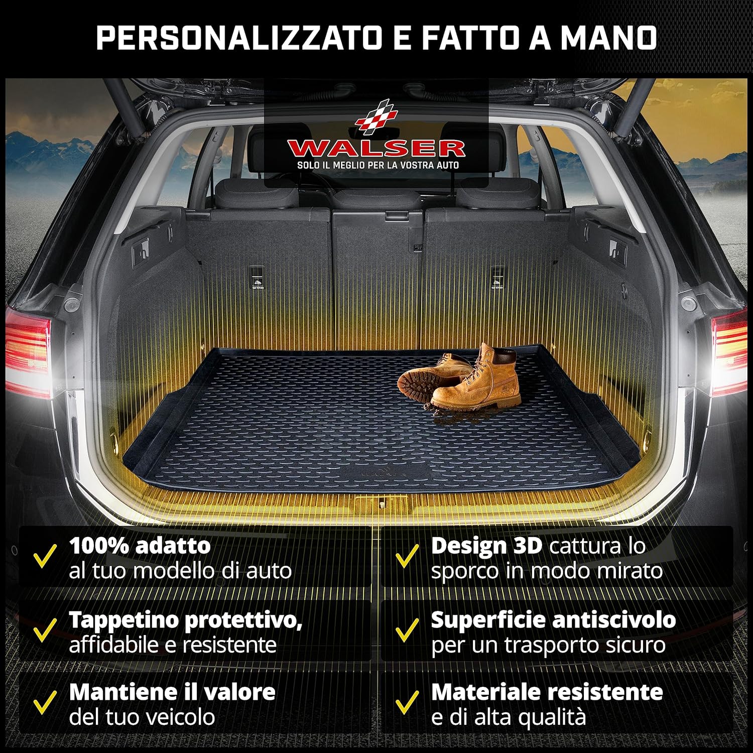 Thumbnail 6 de Walser vasca baule XTR su misura per Opel Zafira A (04/1999-06/2005) – 3ª fila piegata, tappeto lungo
