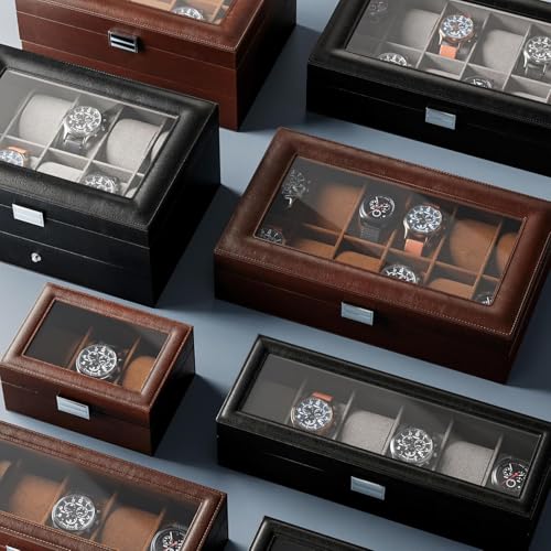 Thumbnail 6 de ProCase Caja de Relojes con 6 Compartimentos, tapa de cristal y cojín extraíble – Negro