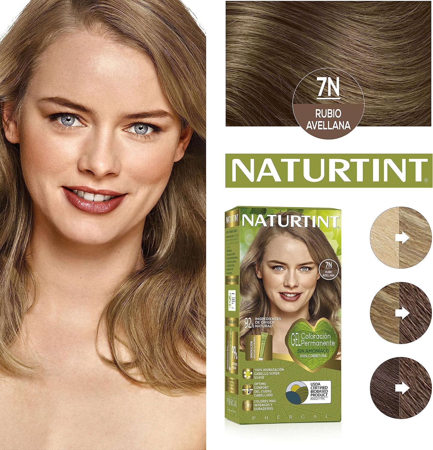 Detalle 2 de NATURTINT Biobased Rubio Avellana 7N 🌿 Tinte Natural Permanente