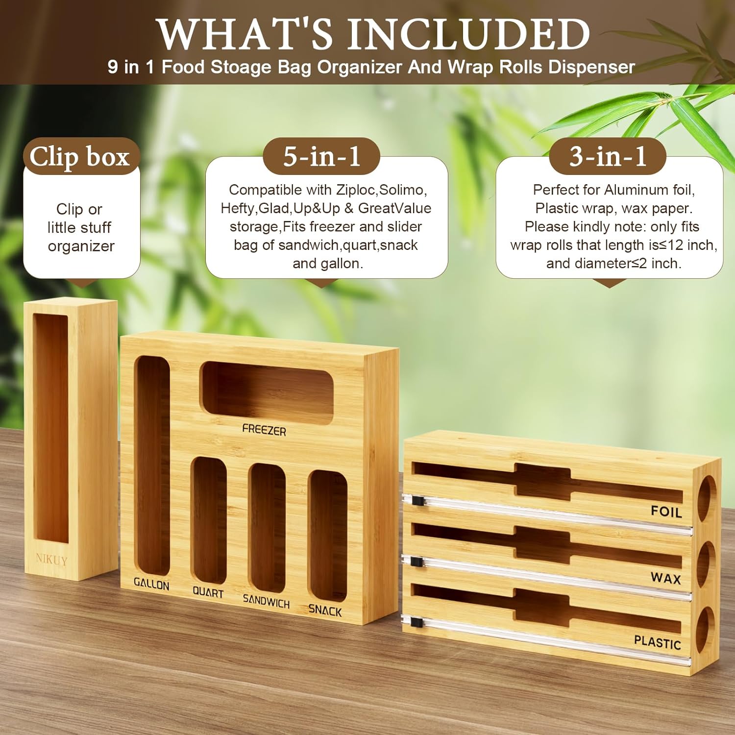 Thumbnail 5 de NIKUY Bamboo 9-in-1 Wrap and Bag Organizer