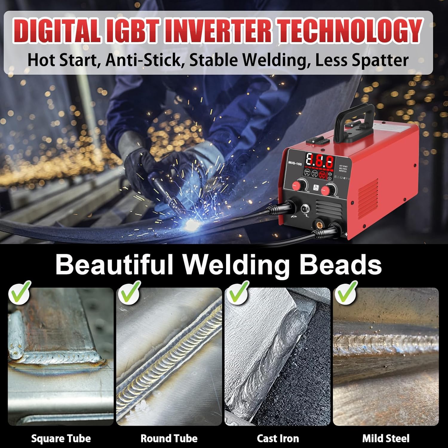 Thumbnail 3 de XR MARKET 160Amp 3-In-1 Welder (Flux Core / Lift TIG / Stick) with Auto-Darkening Welding Goggles