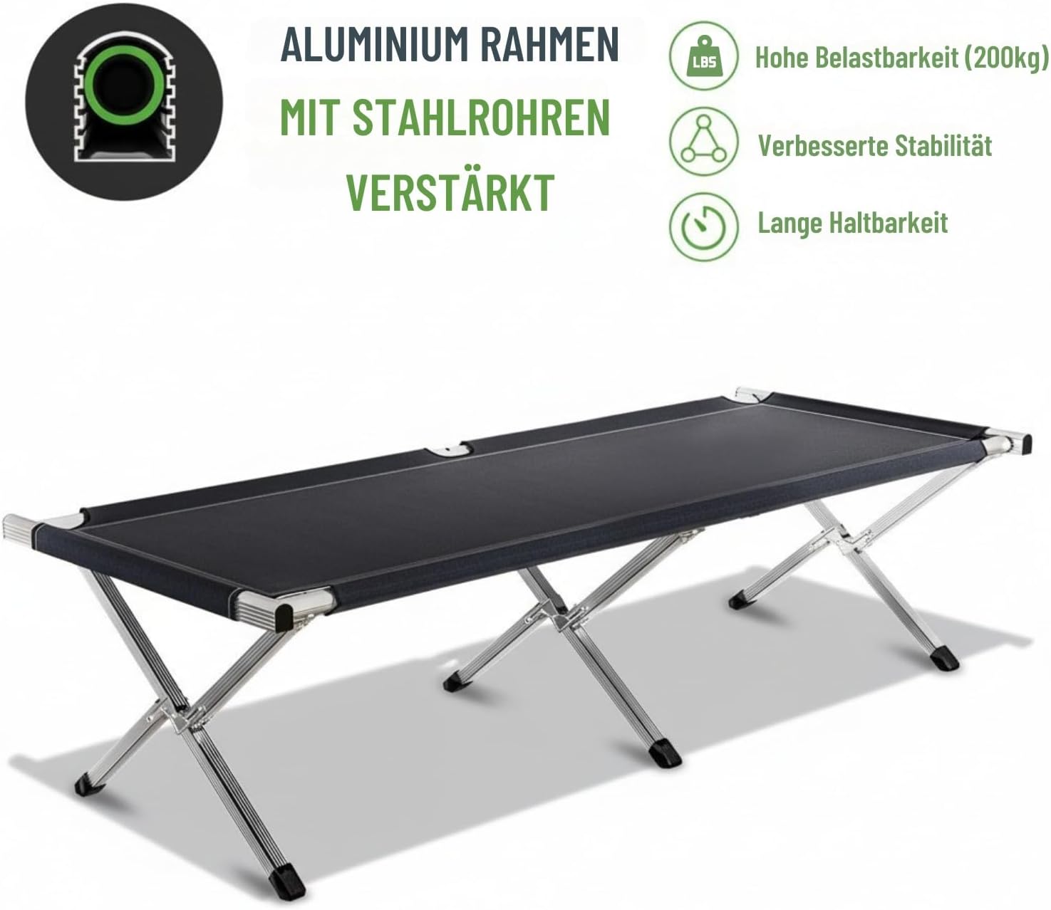 Detalle 2 de Kronenburg 4260161652777 XXL-veldbed, 210 × 72 × 45 cm, tot 200 kg