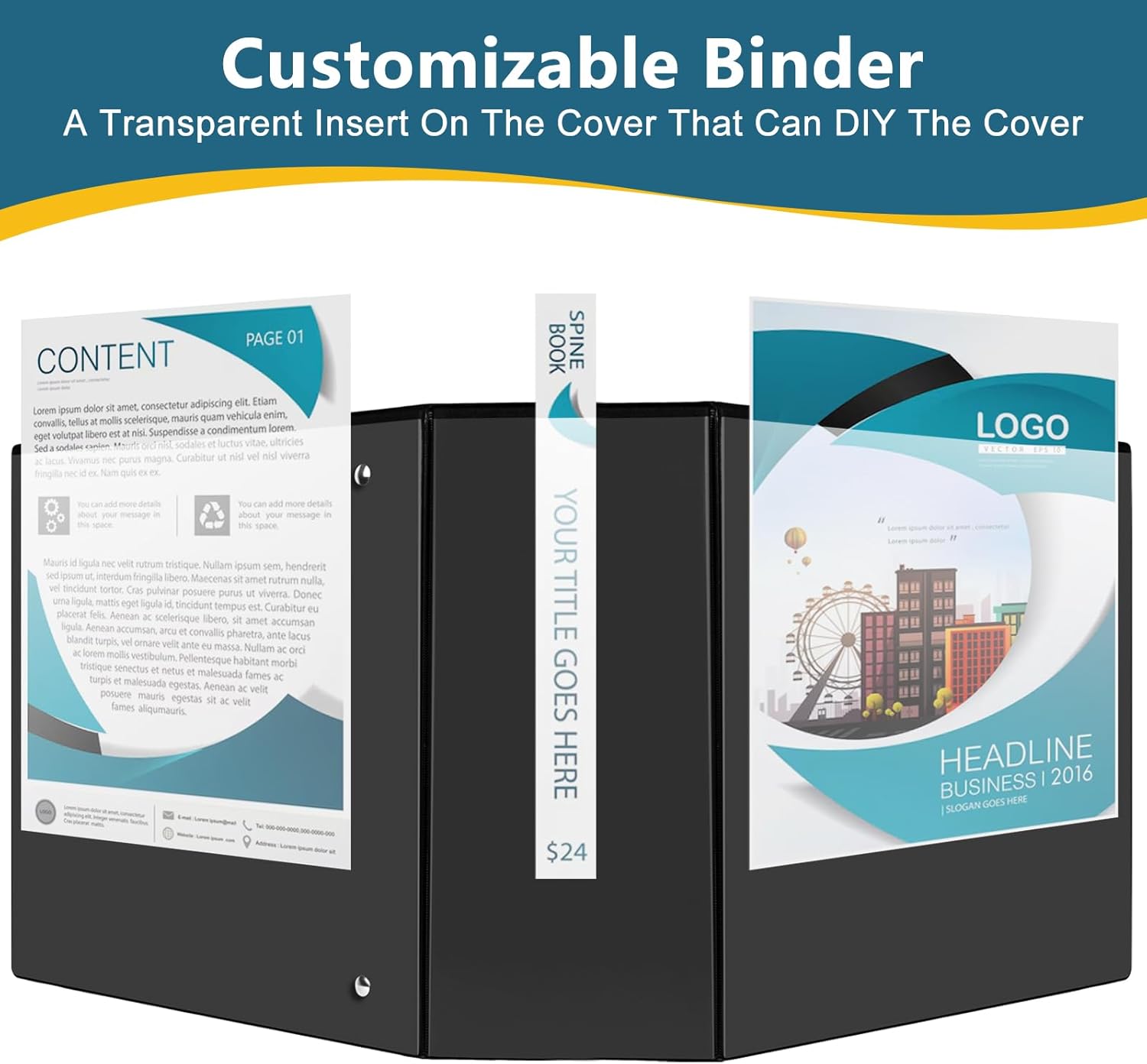 Thumbnail 4 de CIXILDTS 5" 3-Ring Binder (Letter Size, Black) — Presentation View, Pack of 2