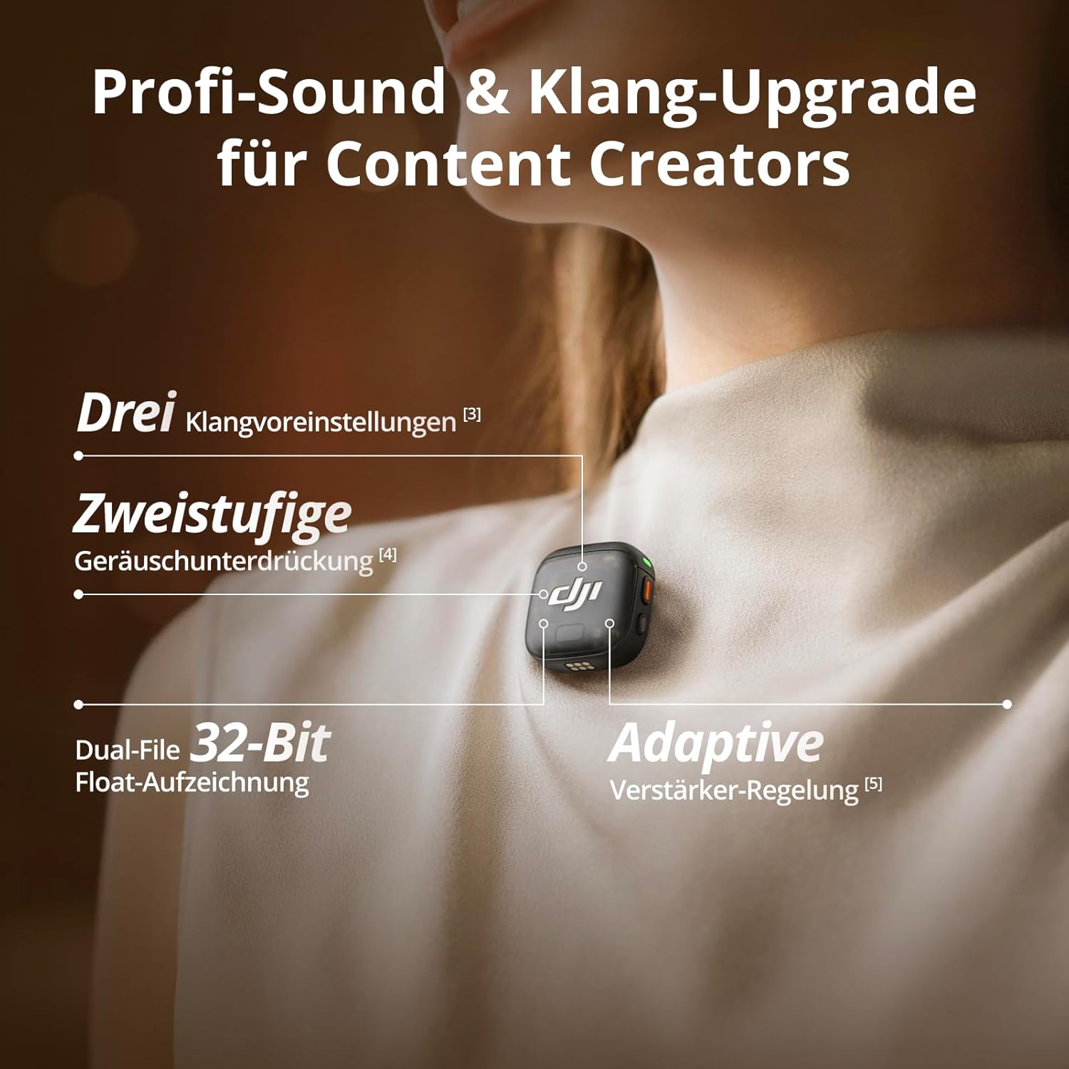 Detalle de DJI Mic 3 Funkmikrofon 28 Std. Laufzeit