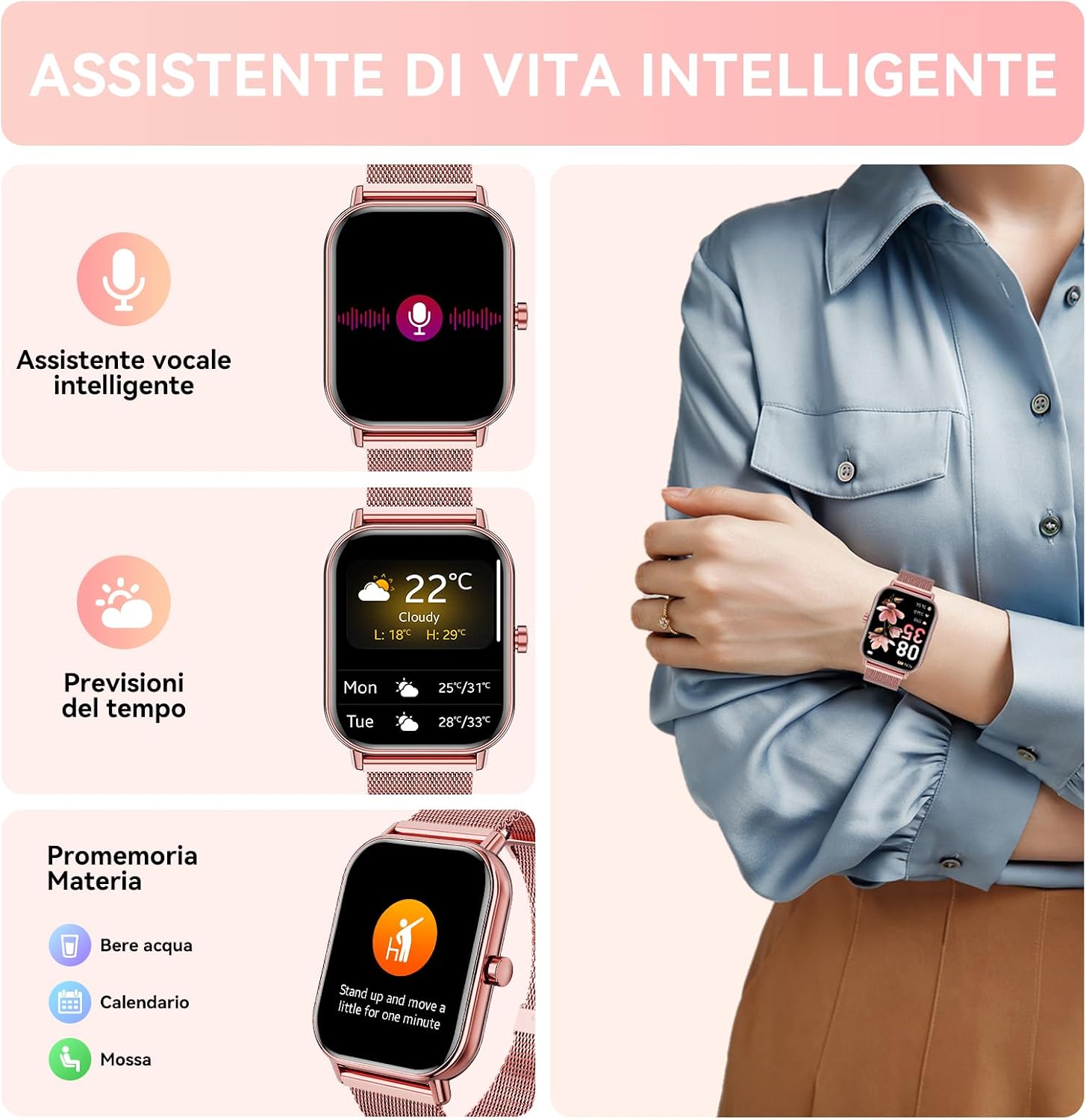 Detalle 2 de Haulvean Montre Connectée 1,85" pour sport et santé