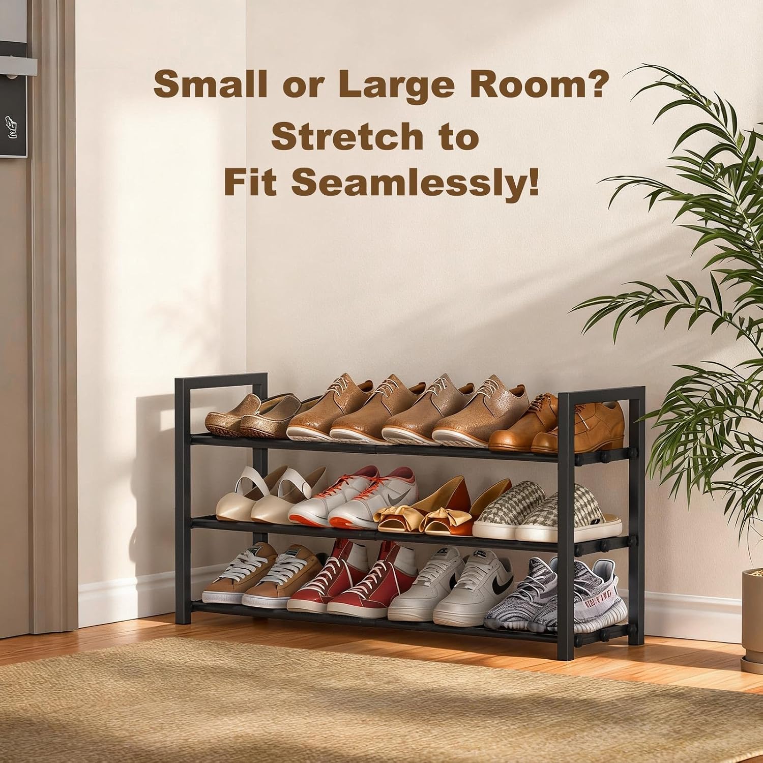 Thumbnail 6 de Roylvan Shoe Rack 3-Tier Expandable Metal Shoe Rack, 17"–31", Black