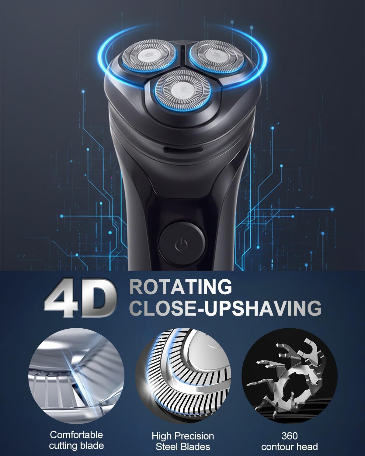 Thumbnail 3 de Lorrtta USB Charging Electric Razor for Men: Cordless Shaver with 90-Minute Runtime and IPX5 Wet & Dry Performance