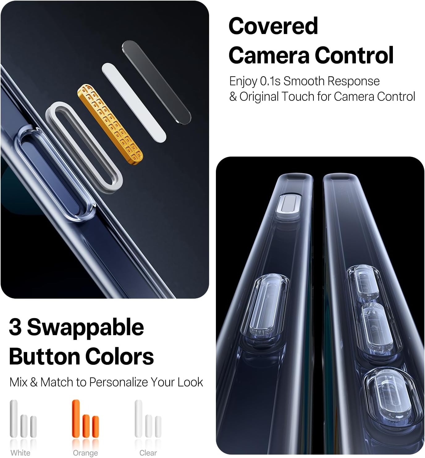 Thumbnail 6 de TORRAS Shockproof Case for iPhone 17 Pro Max with Camera Control Button — 12FT Drop Protection, DIY Button Colors, Crystal Clear Back