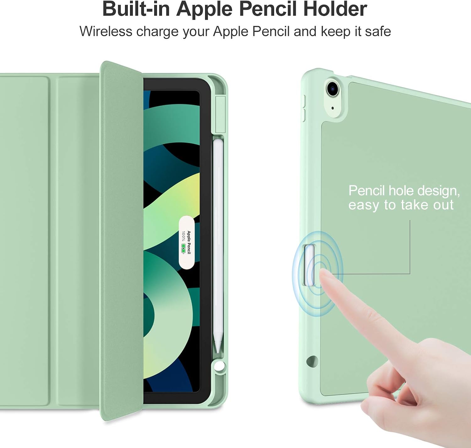 Thumbnail 6 de Akkerds iPad Air Case, Matcha Green, Tri-Fold Stand and Pencil Holder