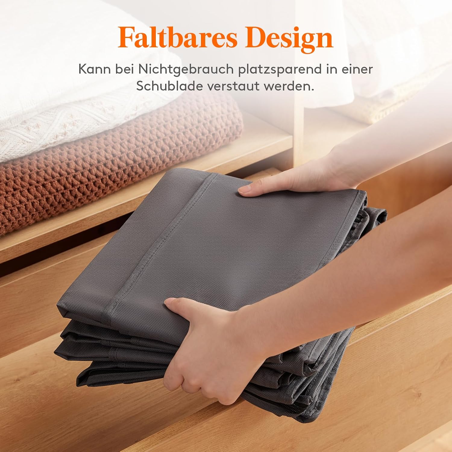 Detalle de Lifewit Unterbett-Aufbewahrungsbox 40 L (2er-Set), faltbar mit Deckel – grau