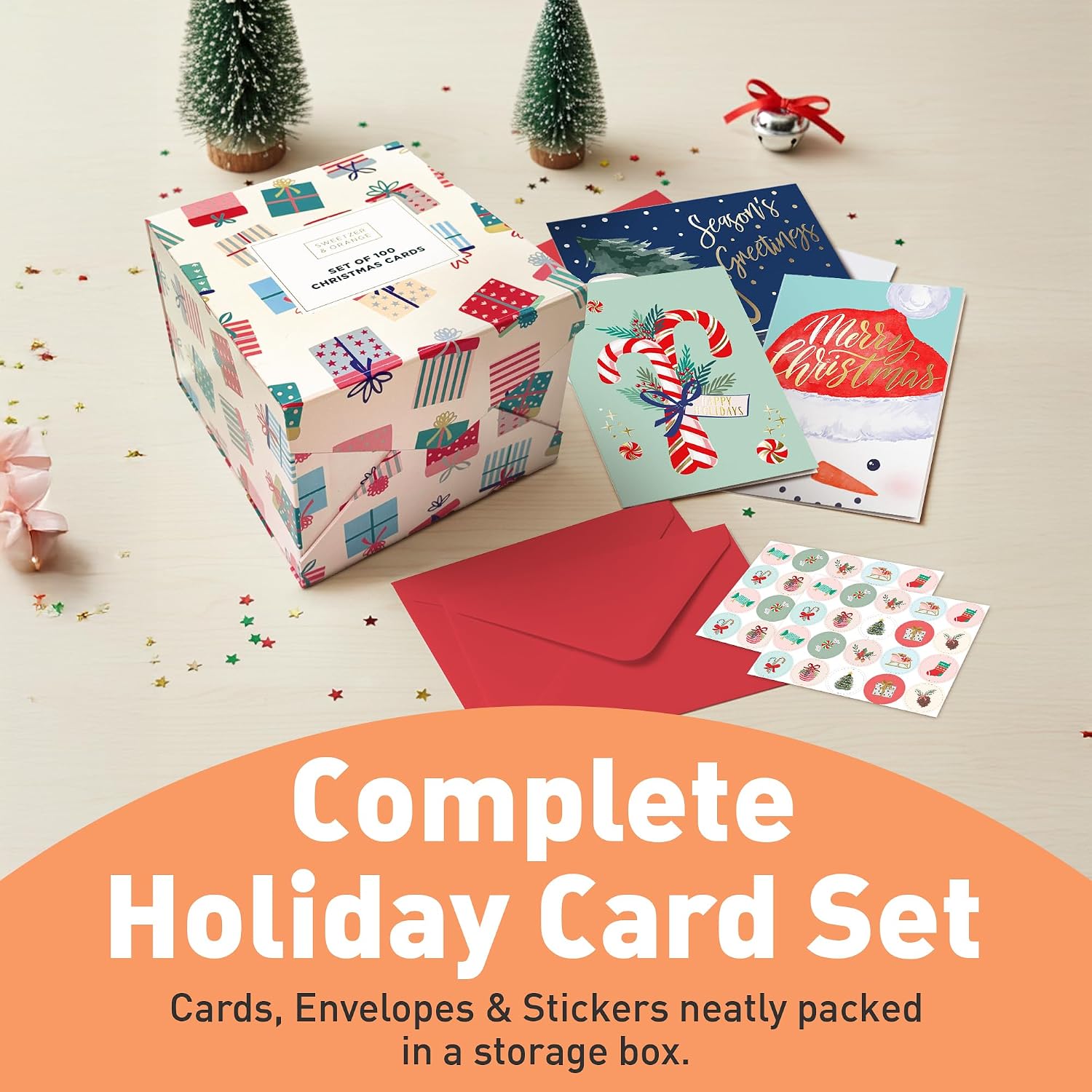 Detalle 2 de Sweetzer&Orange Christmas Cards Set, 100 Cards