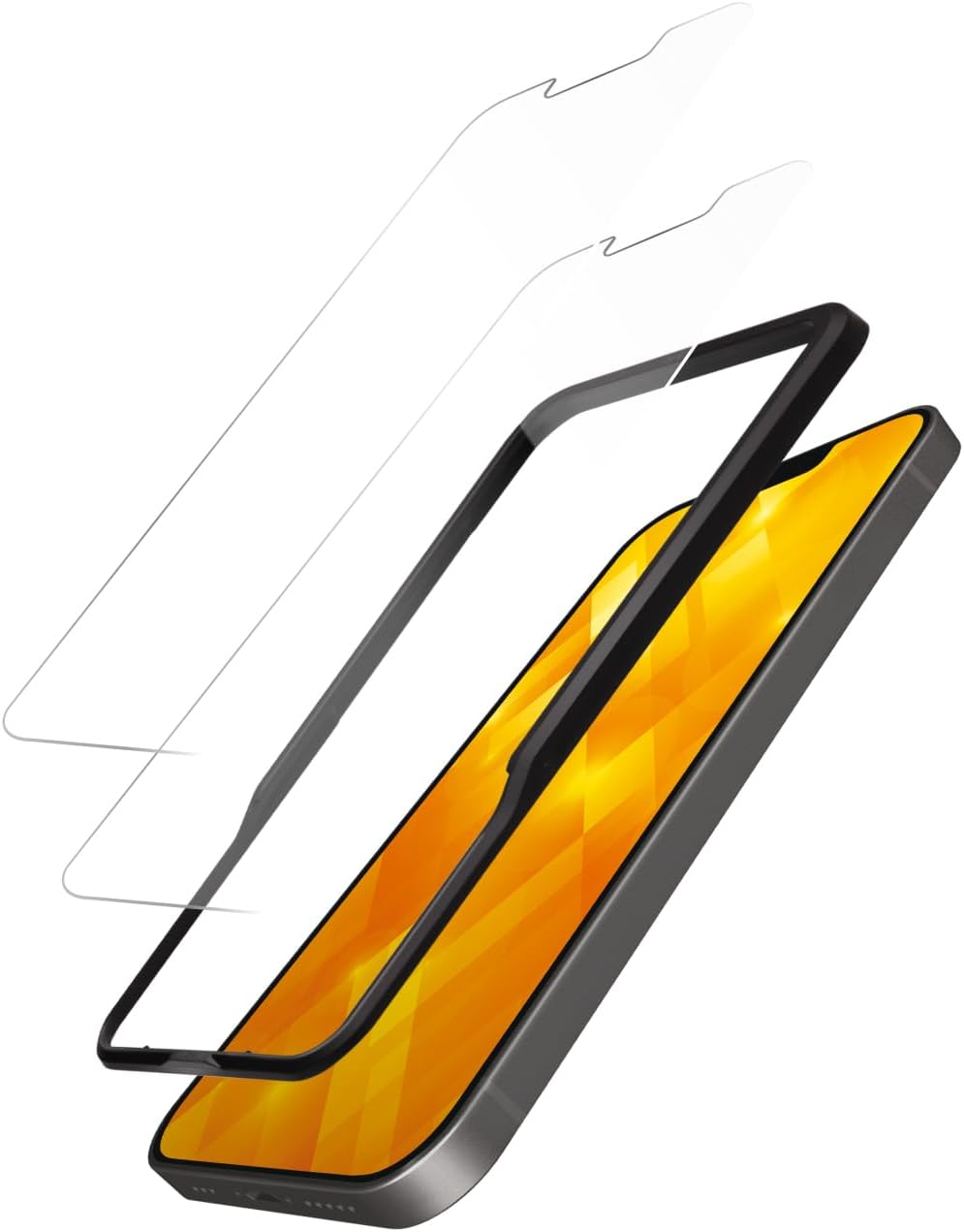Detalle de エレコム PMWA22AFLGGW iPhone用強化ガラスフィルム 10H・指紋防止・ガイド枠付き2枚