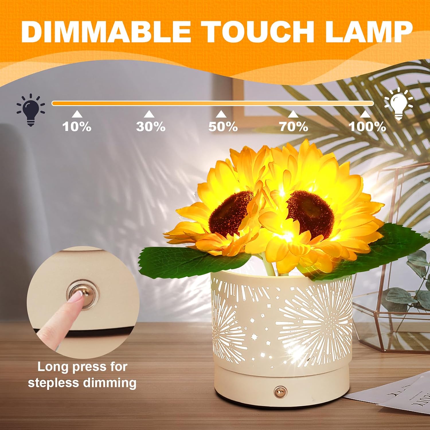 Detalle de AMWGIMI Sunflower LED Touch Table Lamp 3‑Color 🌻