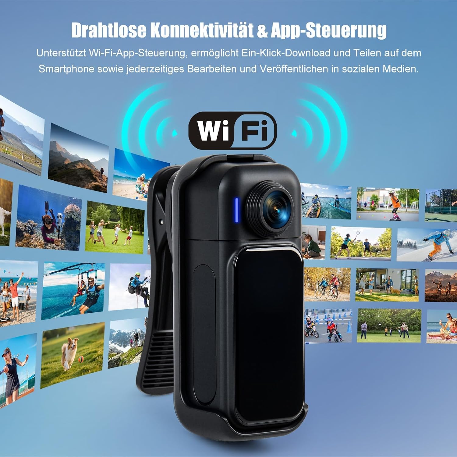 Thumbnail 6 de Hiwoor Action Cam Mit Touchscreen – 8-Stunden-Akku, wasserdicht bis 30 m, 64 GB & umfangreiches Zubehör