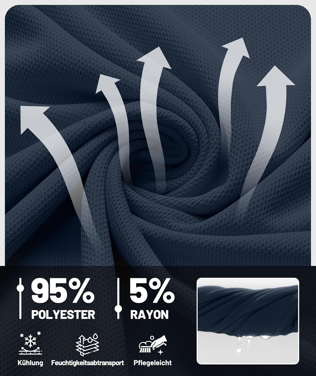 Detalle 2 de ZITY 5 Pack Polo da Uomo a Maniche Corte: traspirante, asciugatura rapida e Regular Fit