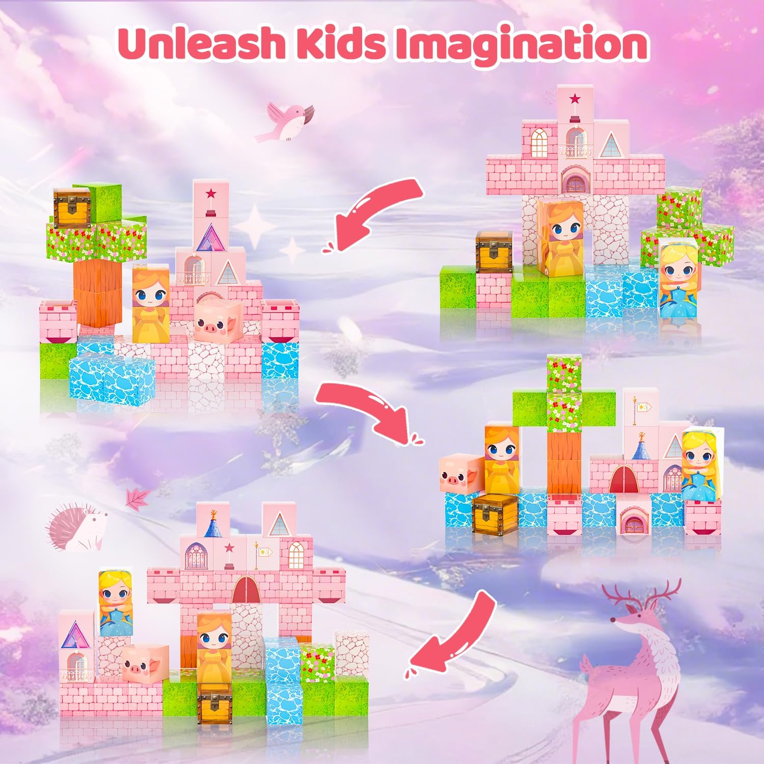 Detalle de CraftyNest Magnetic Blocks Building Toys for Kids – 48 Pieces