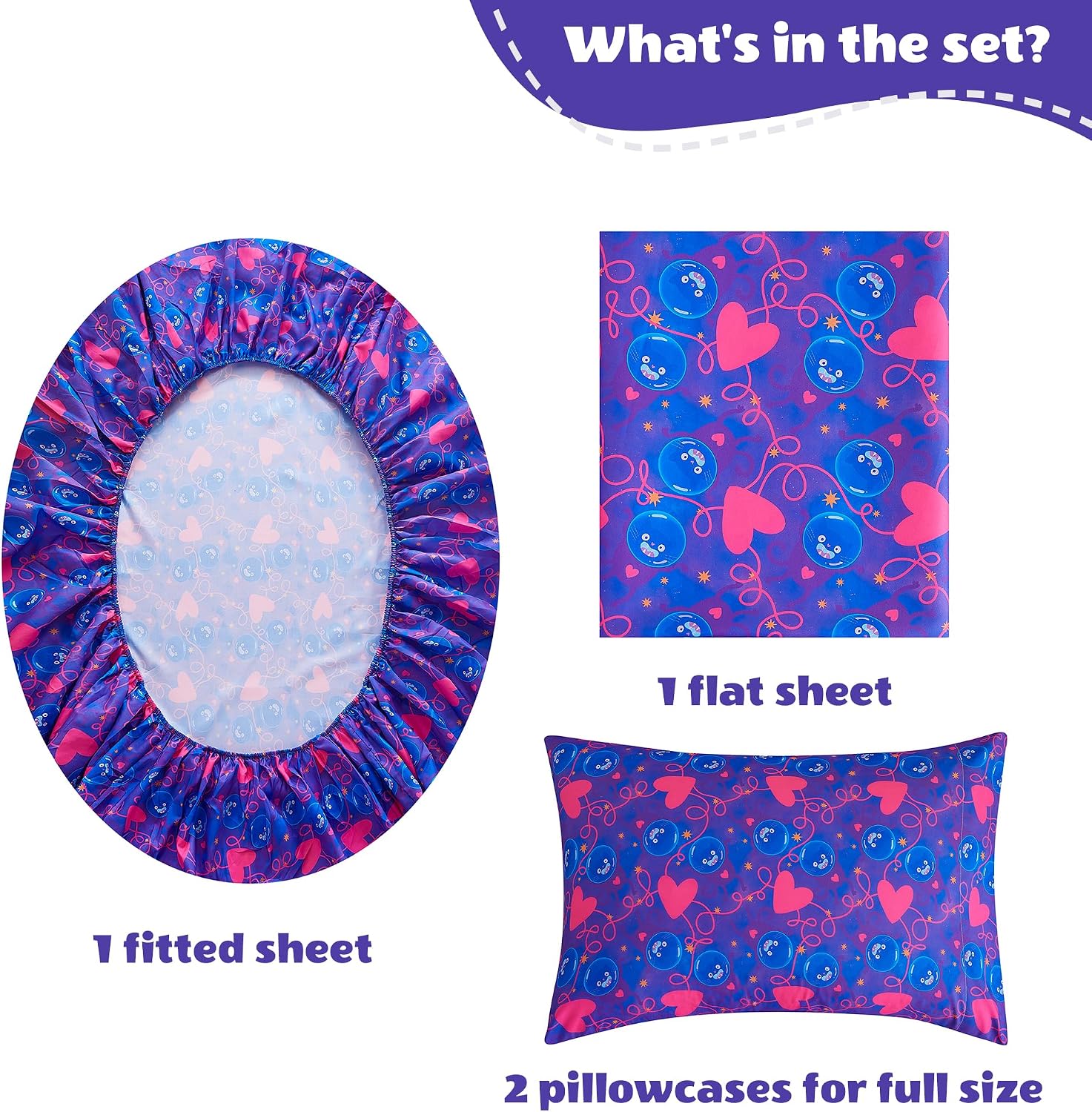 Detalle de Viviland VLKDSHT-PCL-F Full Sheet Set, Purple Heart Cat Microfiber