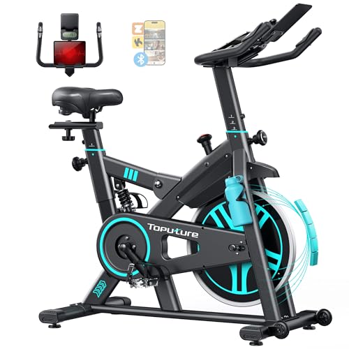 Detalle de Toputure Cyclette da Casa con App – 100 Livelli di Resistenza, Volano 15 kg e Sistema di Ammortizzazione