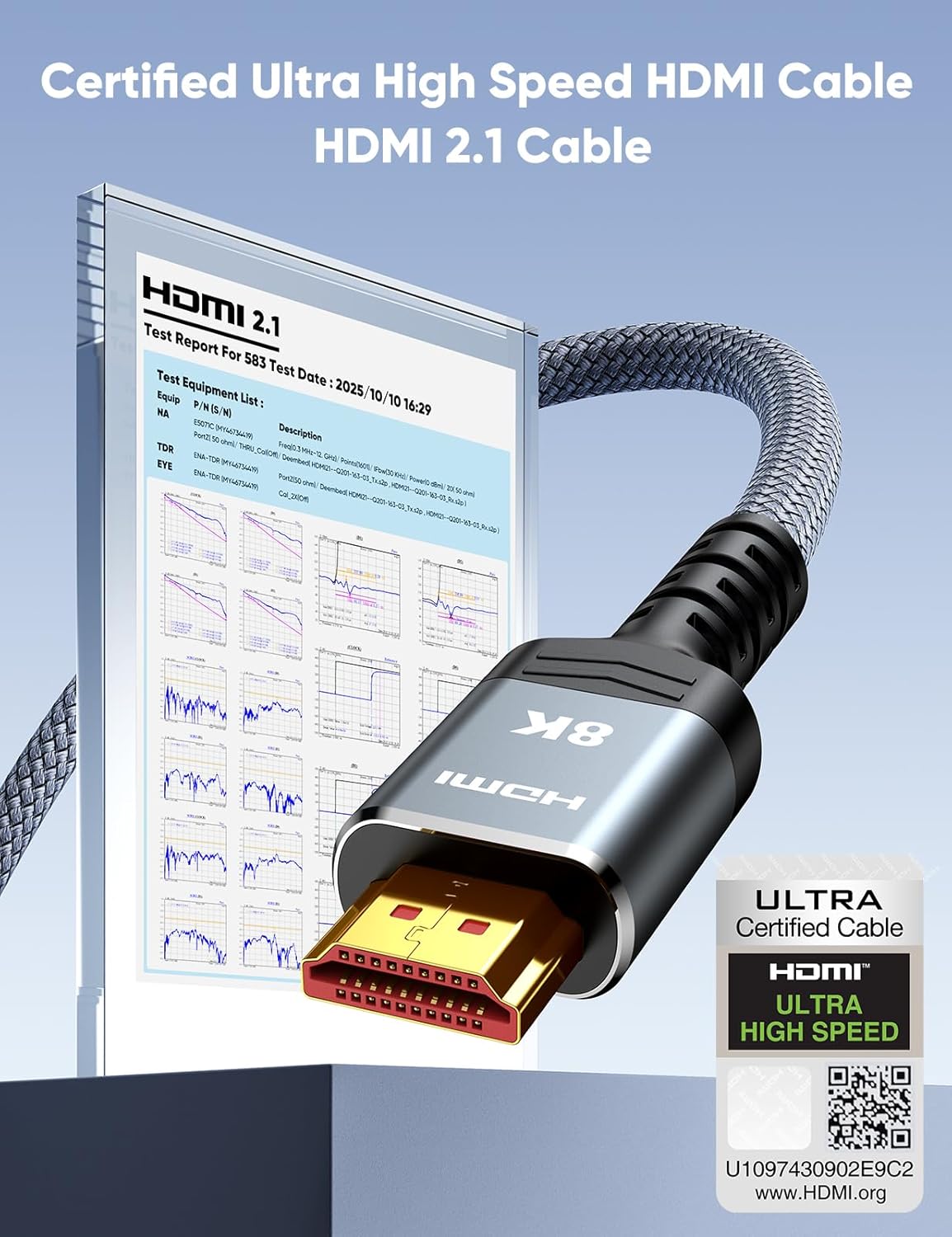 Detalle 2 de Snowkids HDMI 2.1 Cable 2m — 48Gbps HDMI cable