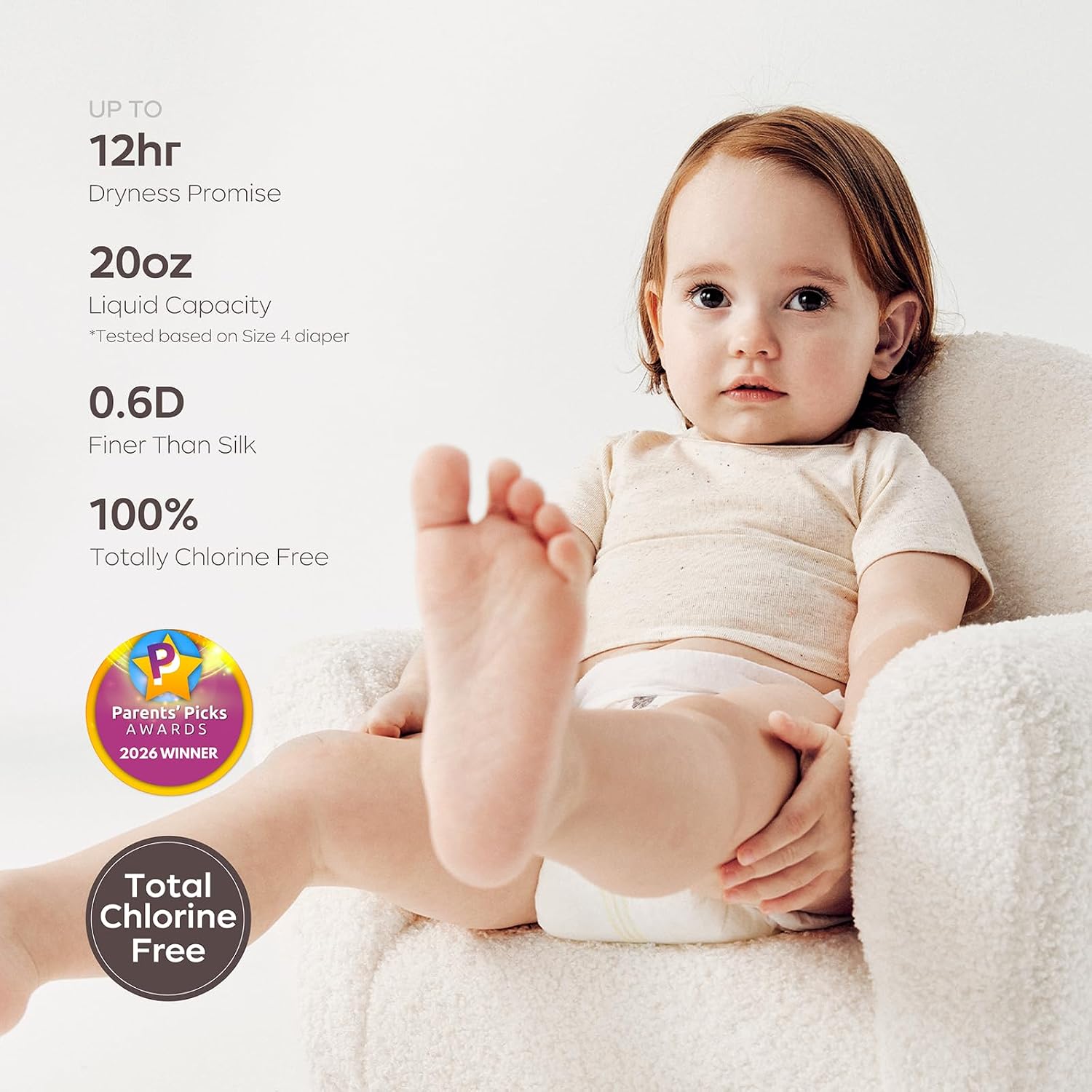 Detalle de Bc Babycare Cloud Skin Baby Diapers, Size 1 (8–14 lbs), 33 Count, Hypoallergenic